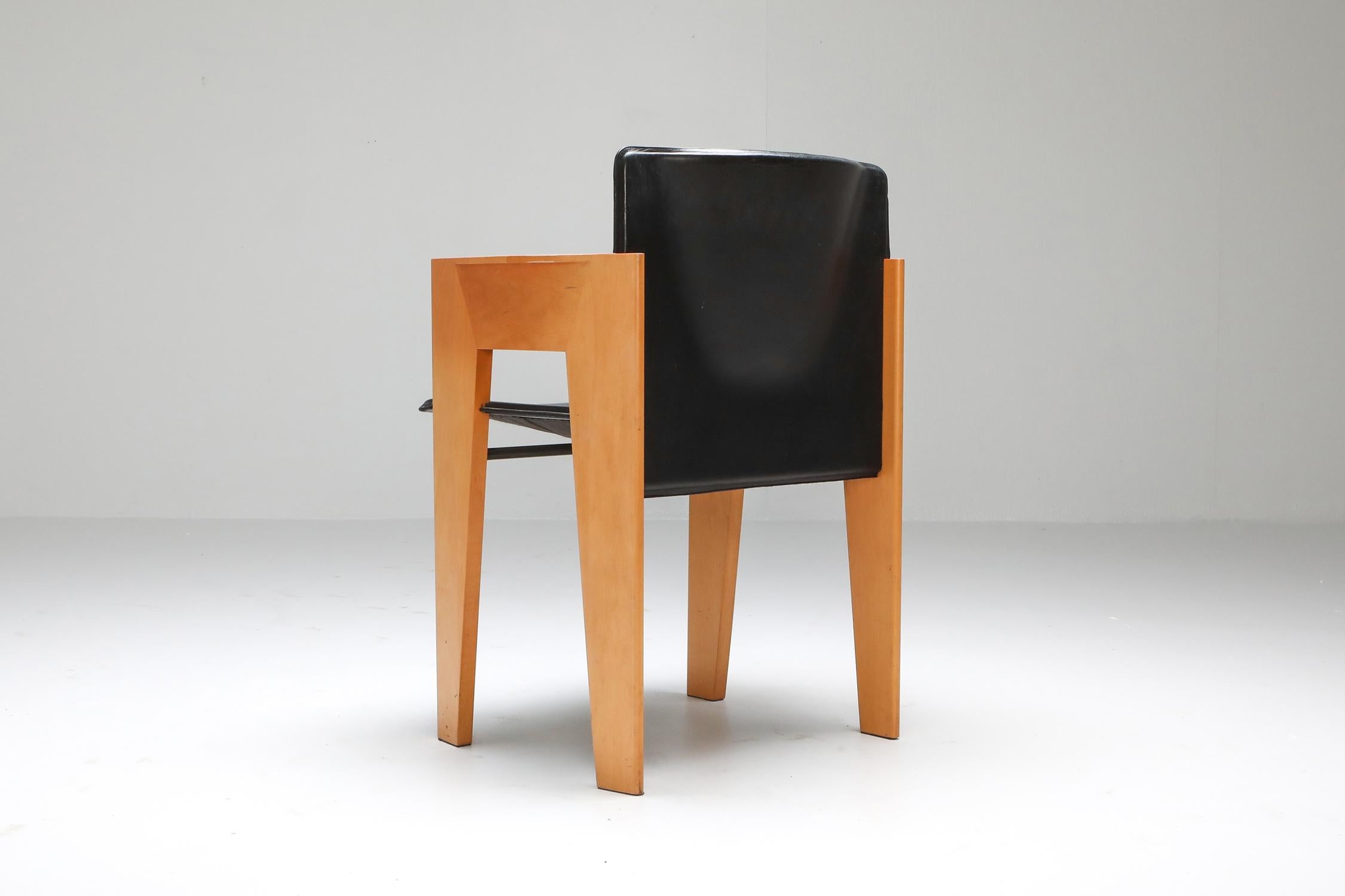 Arco Sculptural Leather and Wood Chairs 5