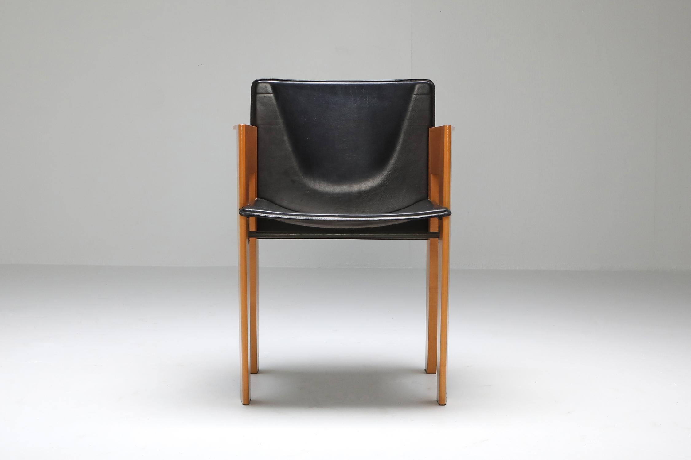 Arco Sculptural Leather and Wood Chairs 3