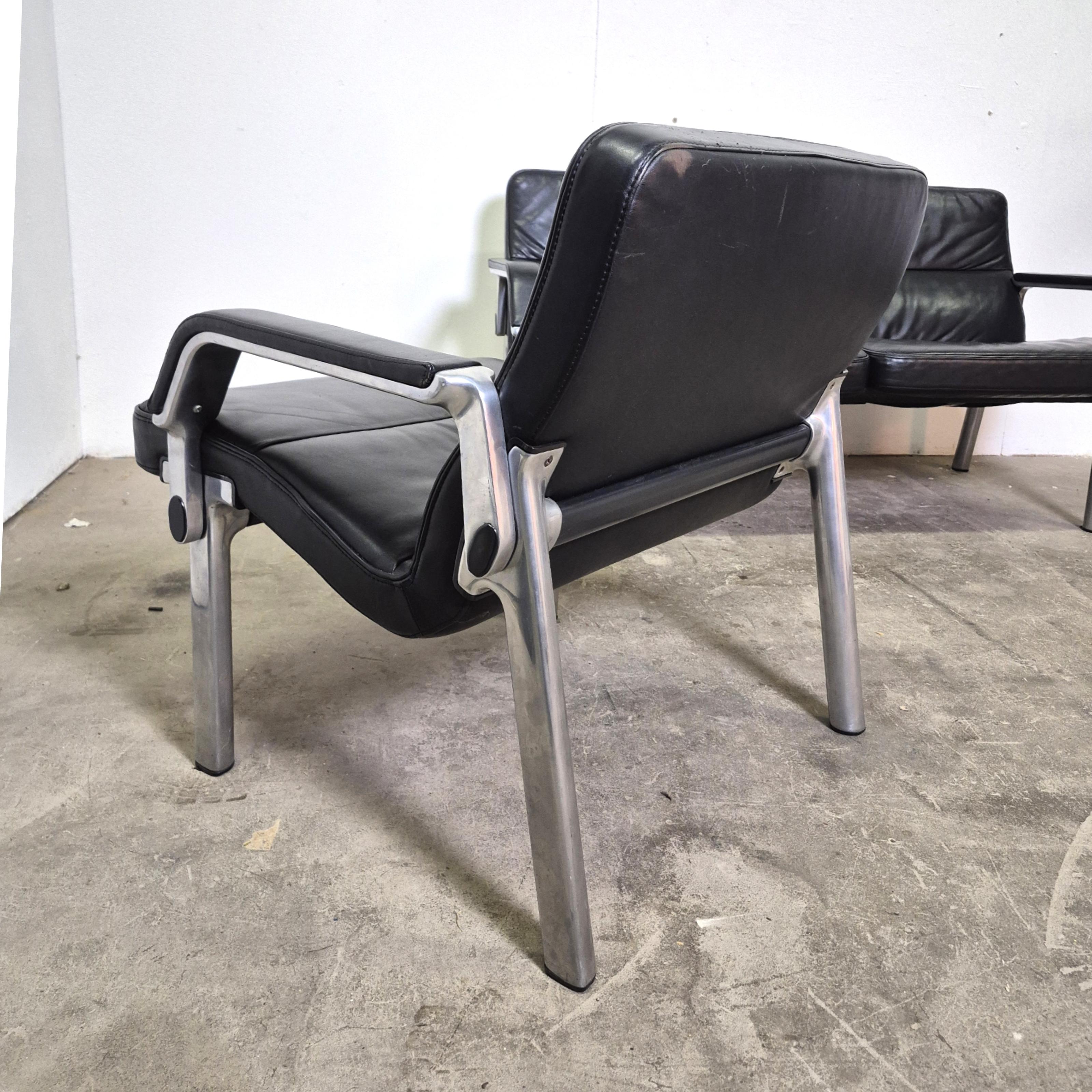 Groupe de sièges post-moderne en métal et cuir, Allemagne 1980 en vente 4