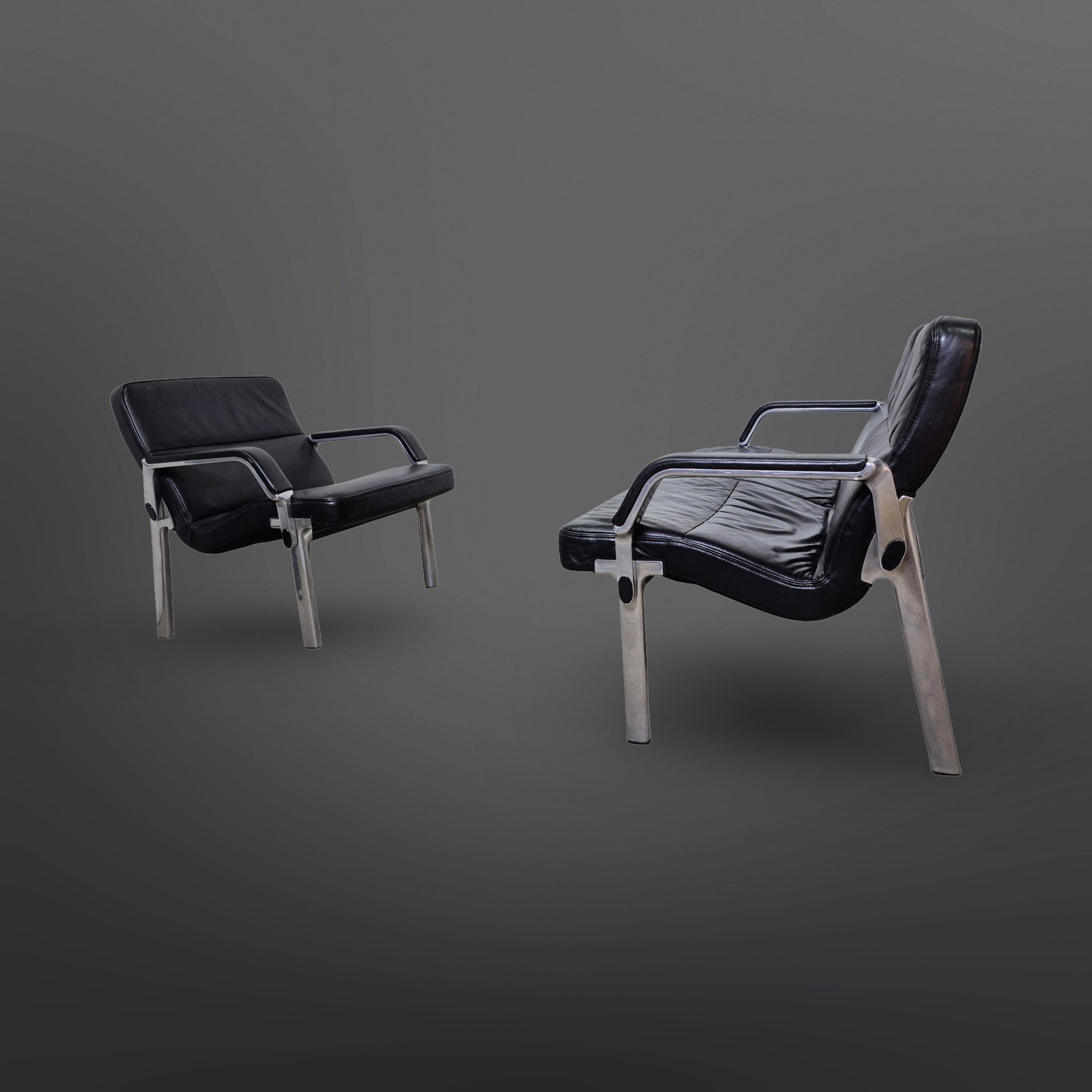 Groupe de sièges post-moderne en métal et cuir, Allemagne 1980 en vente 7