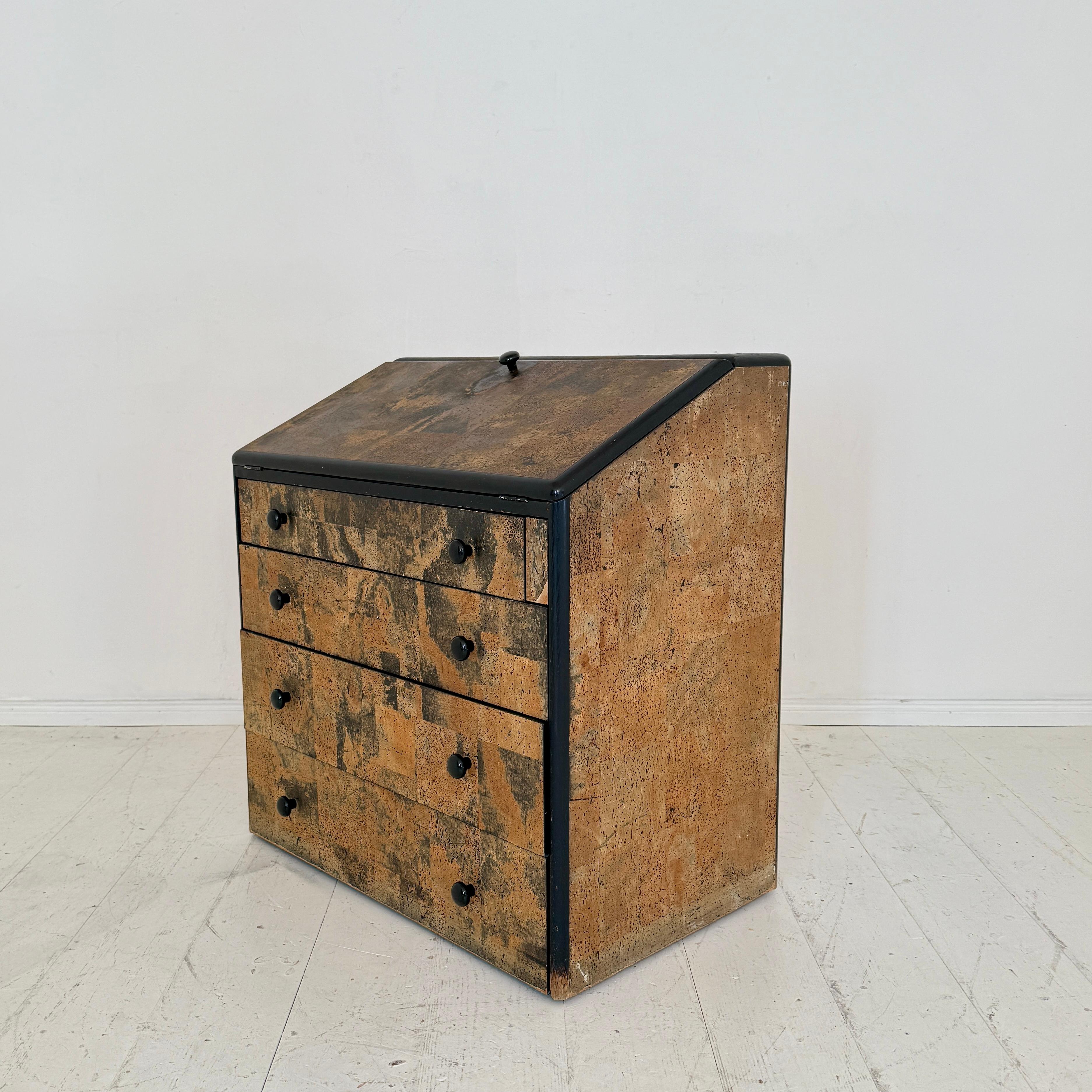 Post-Modern Secretaire in Cork by Peter Maly, Serie 5 for COR, circa 1975 In Good Condition For Sale In Berlin, DE