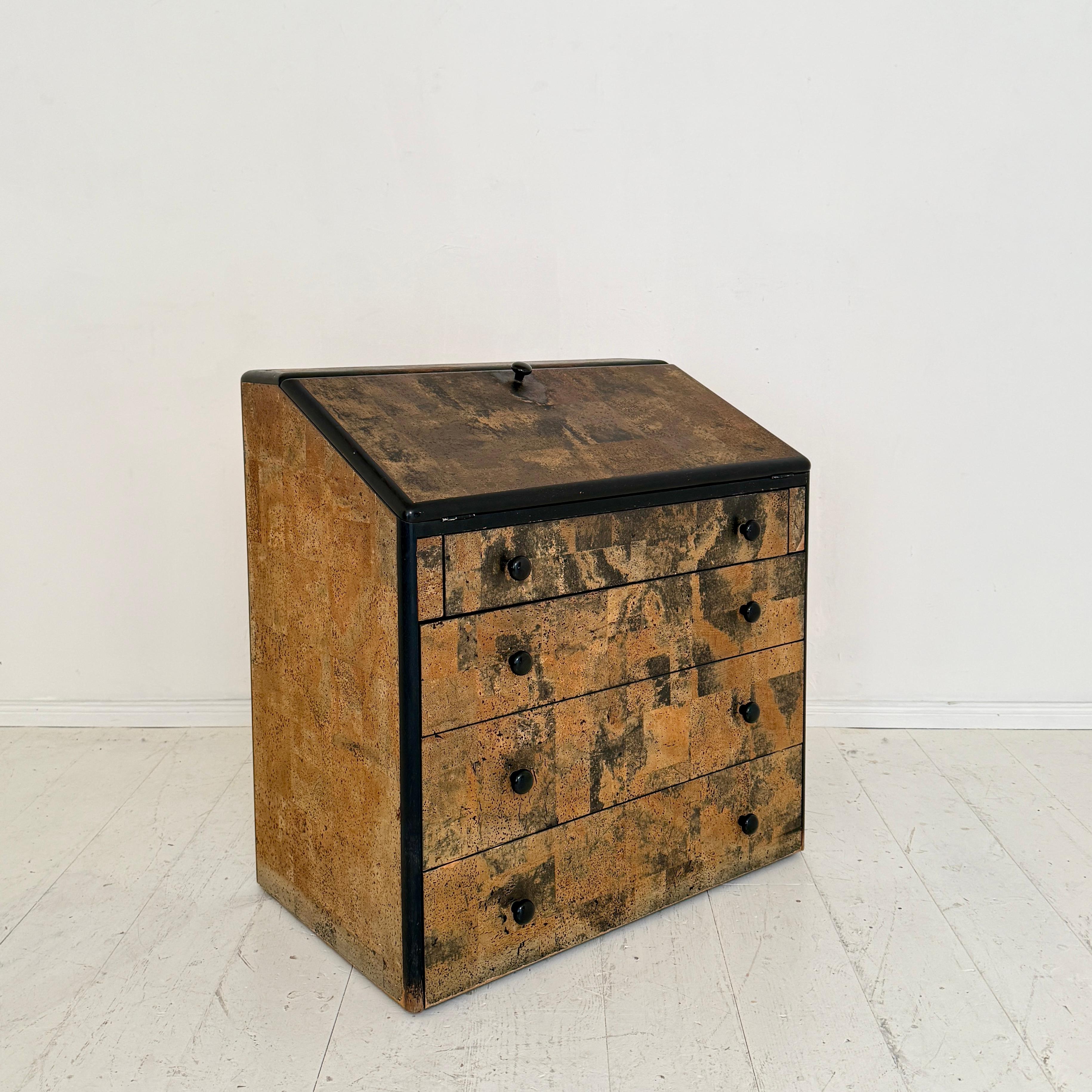 Beech Post-Modern Secretaire in Cork by Peter Maly, Serie 5 for COR, circa 1975 For Sale