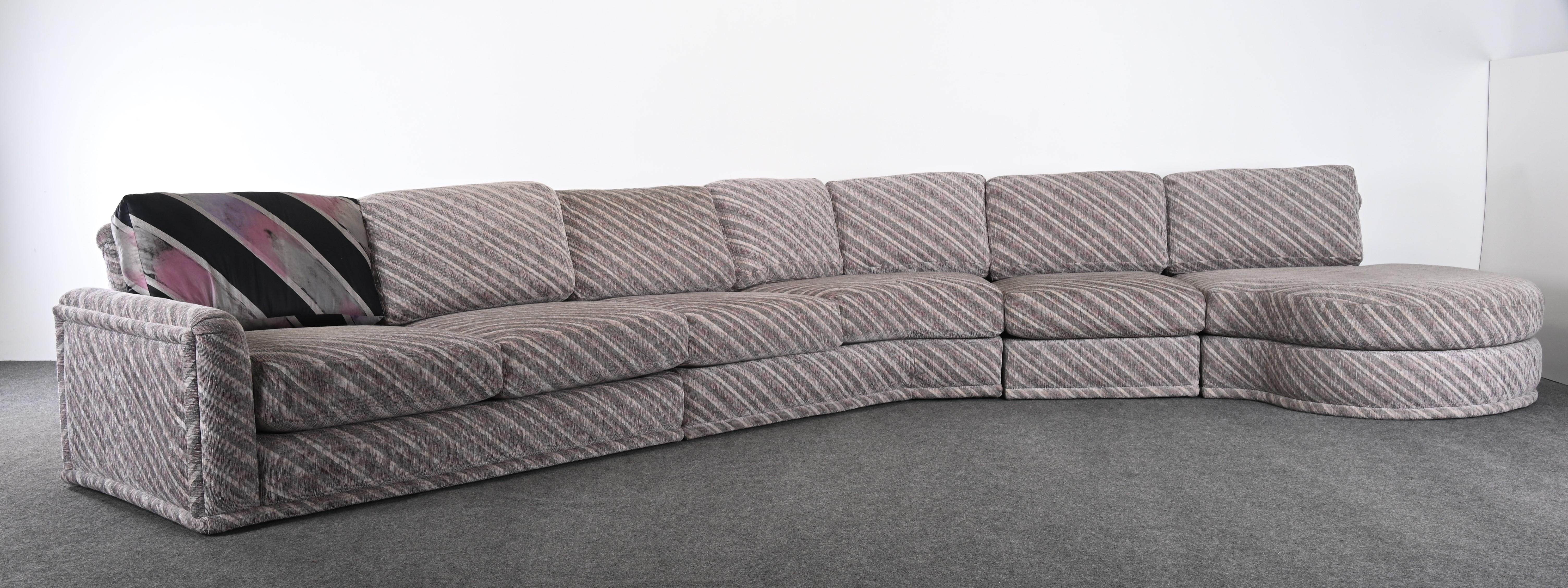 Tissu d'ameublement Canapé sectionnel post-moderne conçu par Milo Baughman pour Thayer Coggin, 1990 en vente