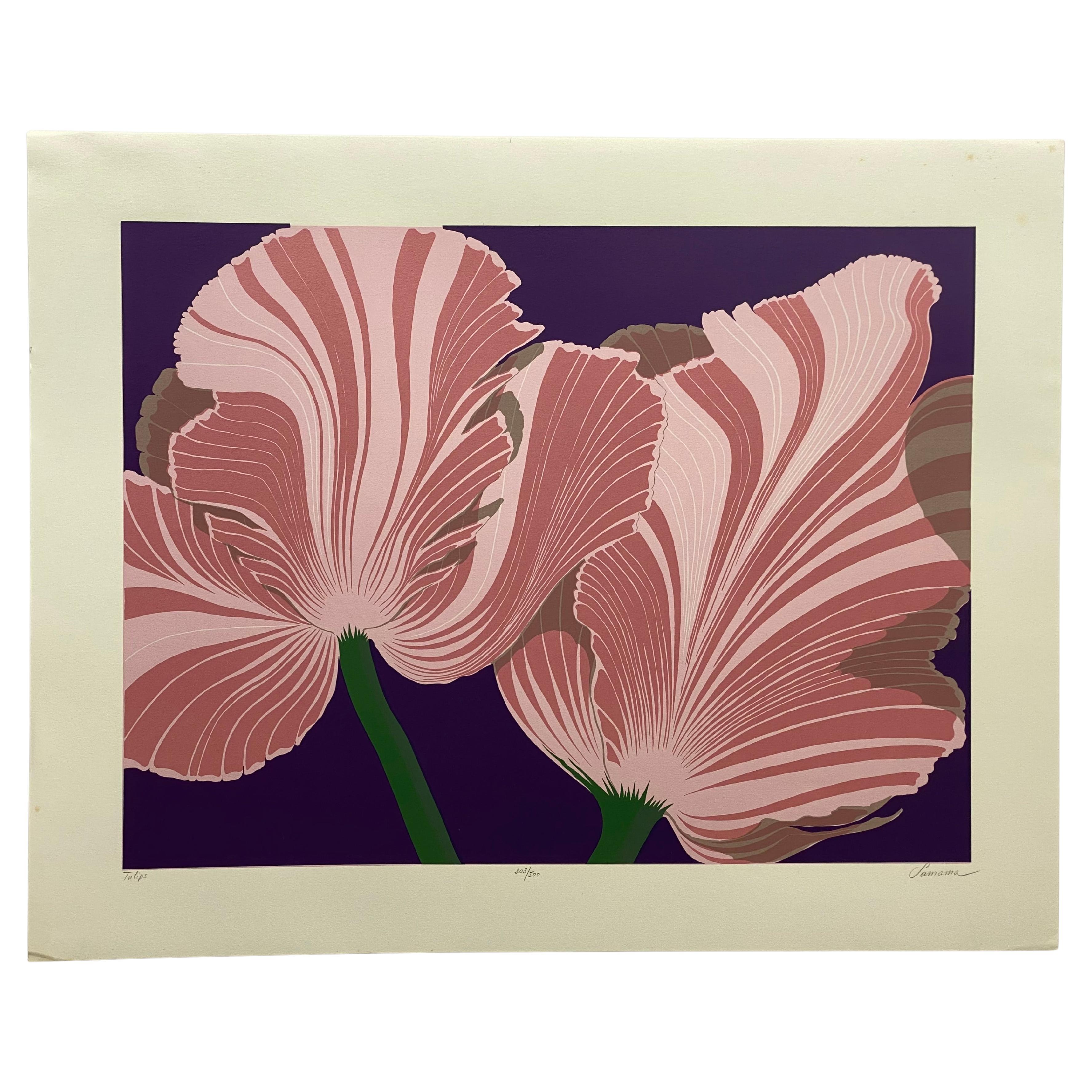 Post Modern Serigraph "Tulips" by Serge Samama, 1983