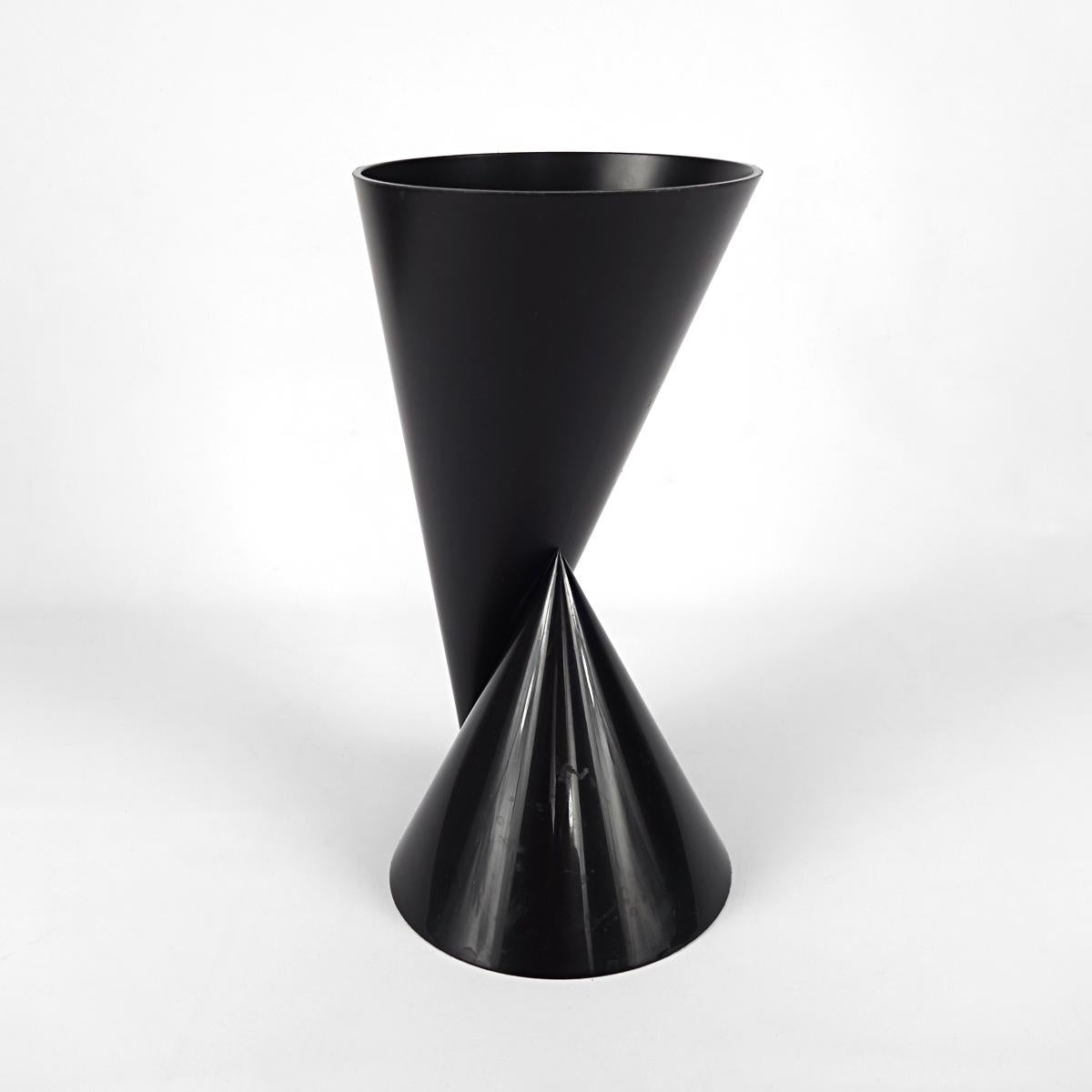black plastic vases