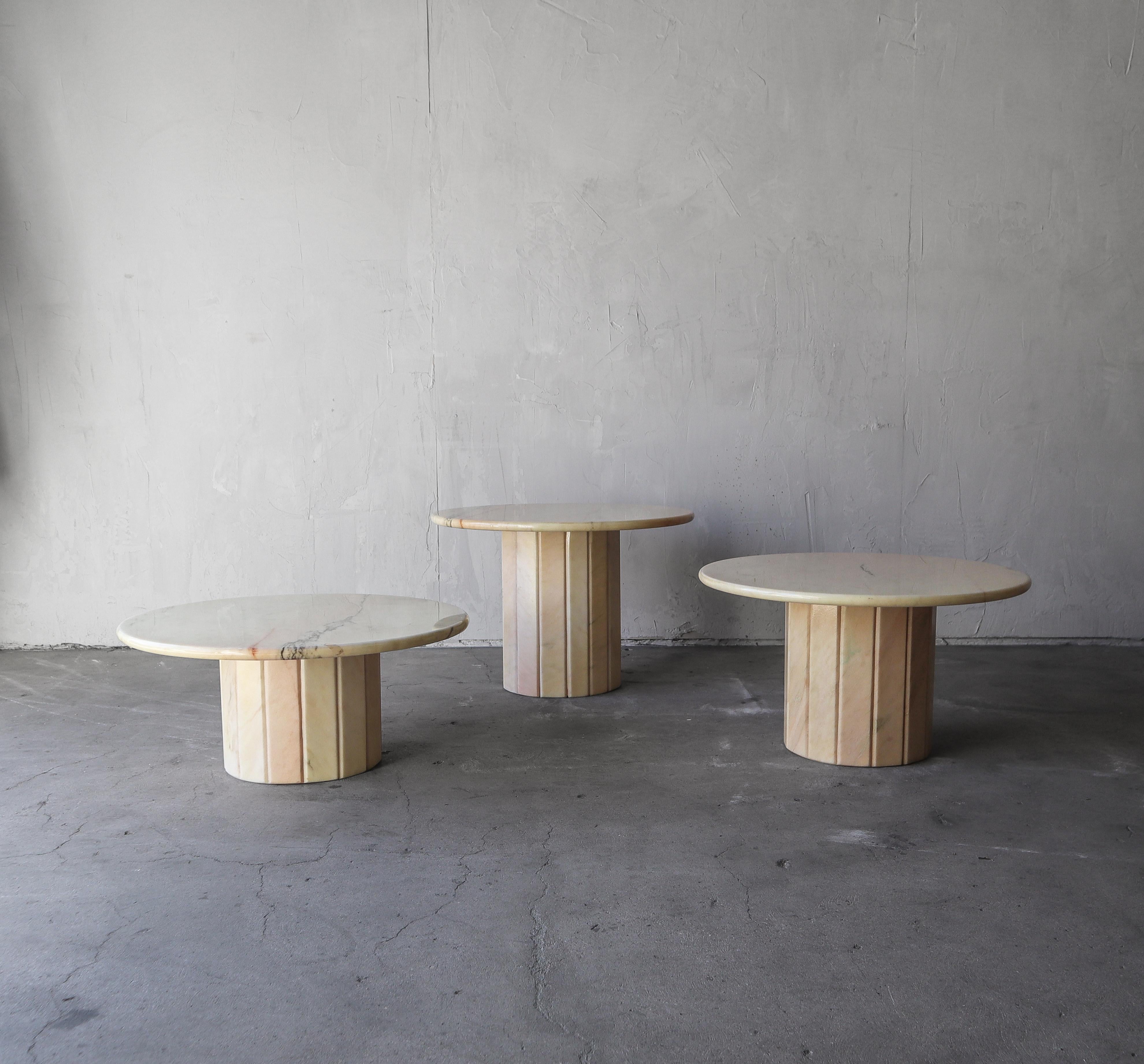 Post-Modern Post Modern Set of 3 Round Marble Tables
