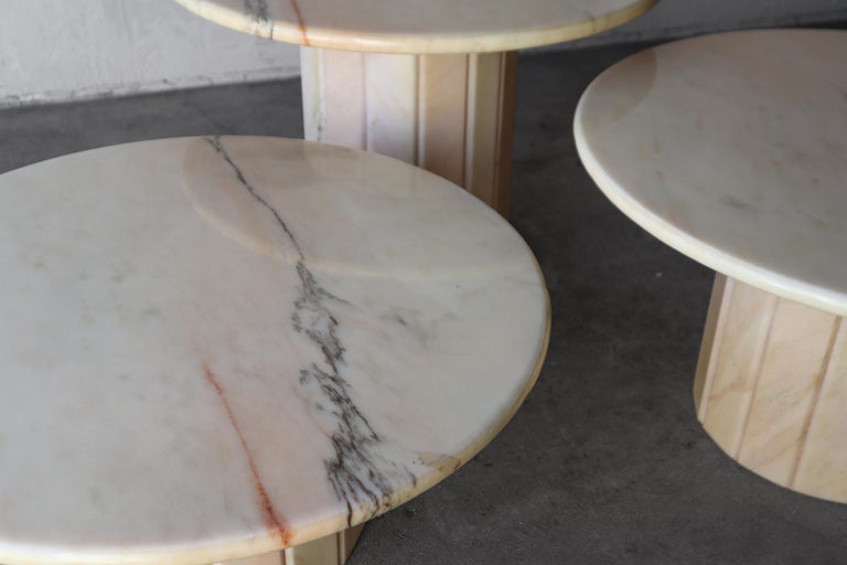 Post Modern Set of 3 Round Marble Tables For Sale 1