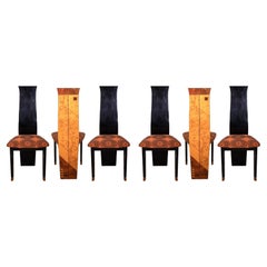 Post Modern Set of 6 Burlwood Dining Chairs by Pietro Constantini, Italy