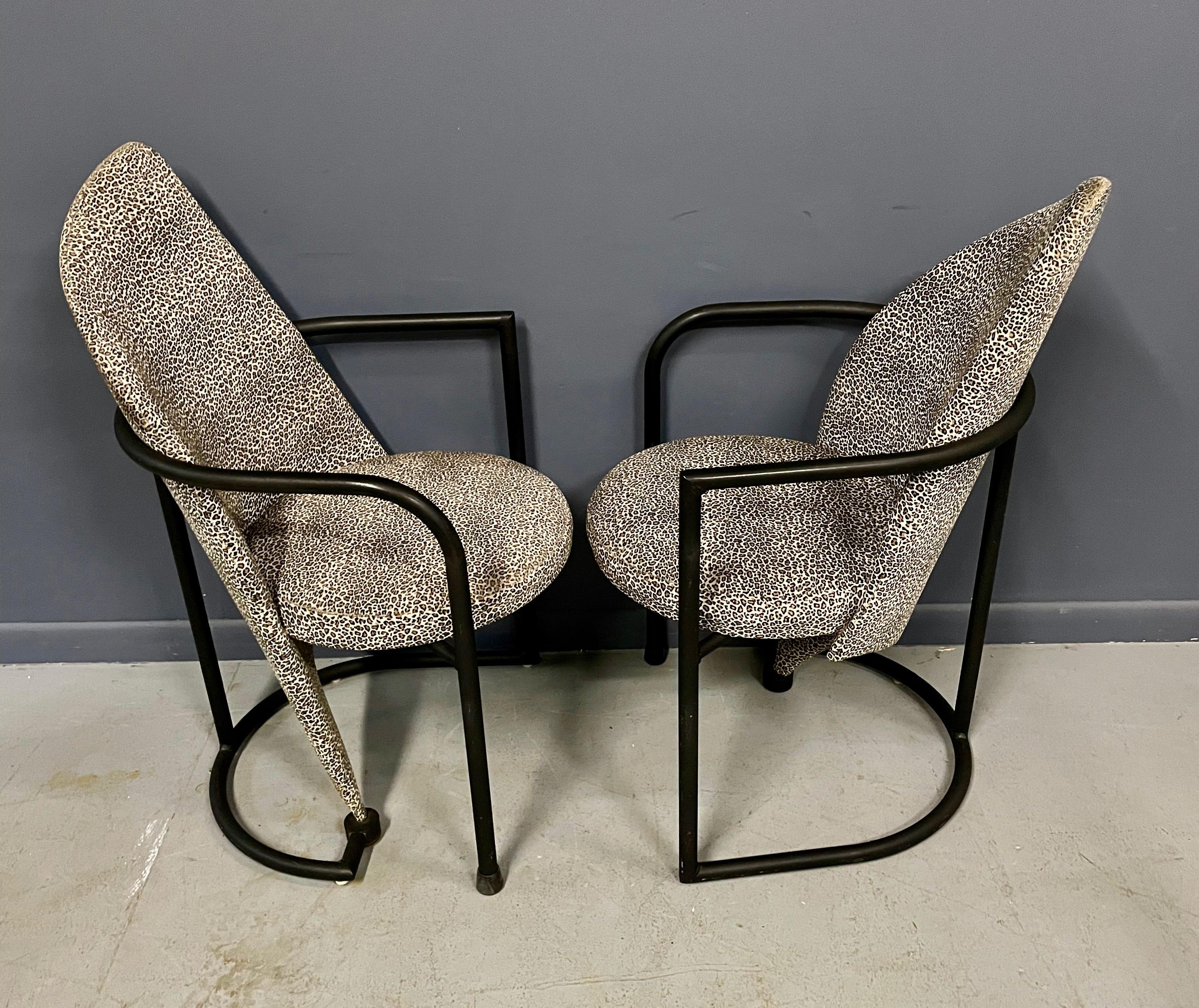 Post Modern Set of Eight Dining Chairs in Iron and Cheetah Print by Cal Style 5