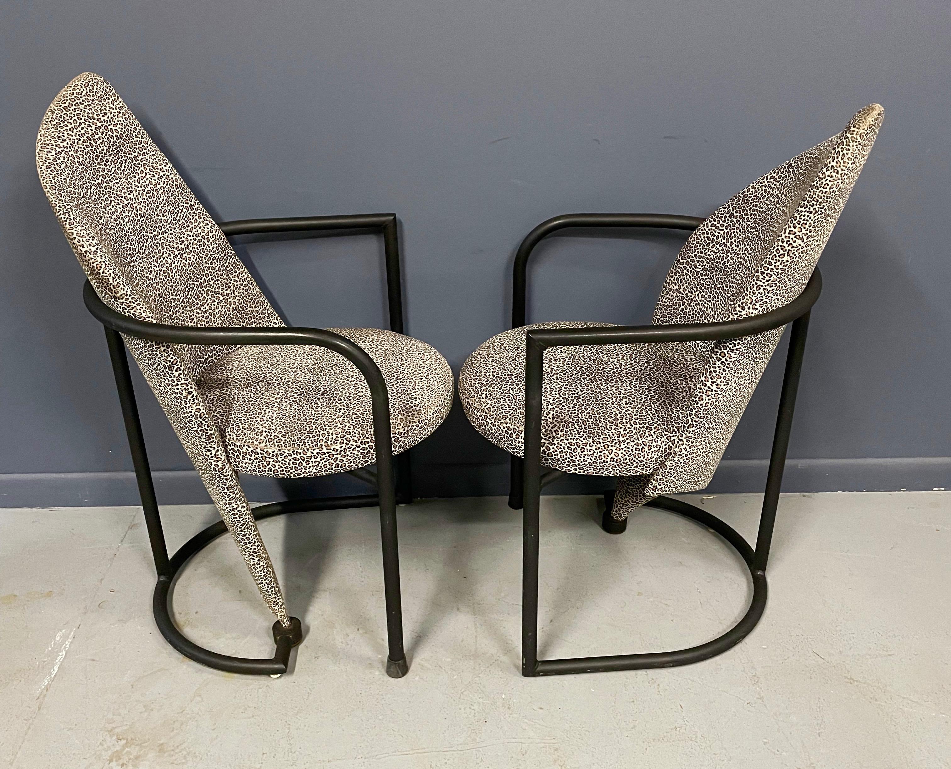 Post Modern Set of Eight Dining Chairs in Iron and Cheetah Print by Cal Style 2