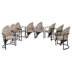 Post Modern Set of Eight Dining Chairs in Iron and Cheetah Print by Cal Style