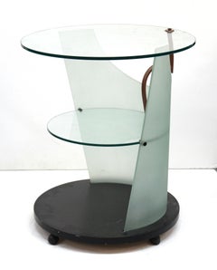 Postmodern Side Table or Serving Cart on Casters