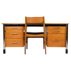 Signatur Executive Desk by Tord Bjorklund in Oak and Chrome, Sweden, c. 1980