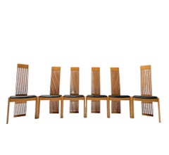 Sedie da sala da pranzo con schienale alto a doghe postmoderne di Pietro Costantini, anni '80