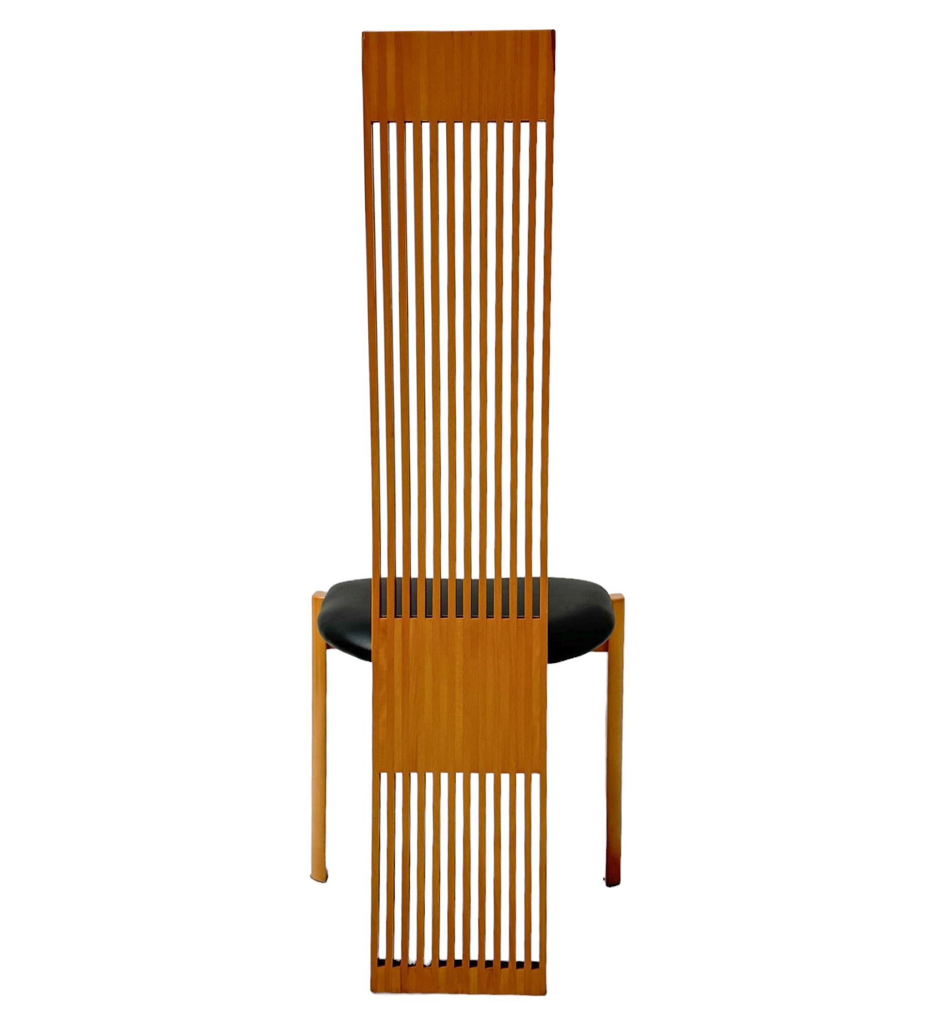 Sedie da sala da pranzo con schienale alto a doghe postmoderne di Pietro Costantini, anni '80 in vendita 1