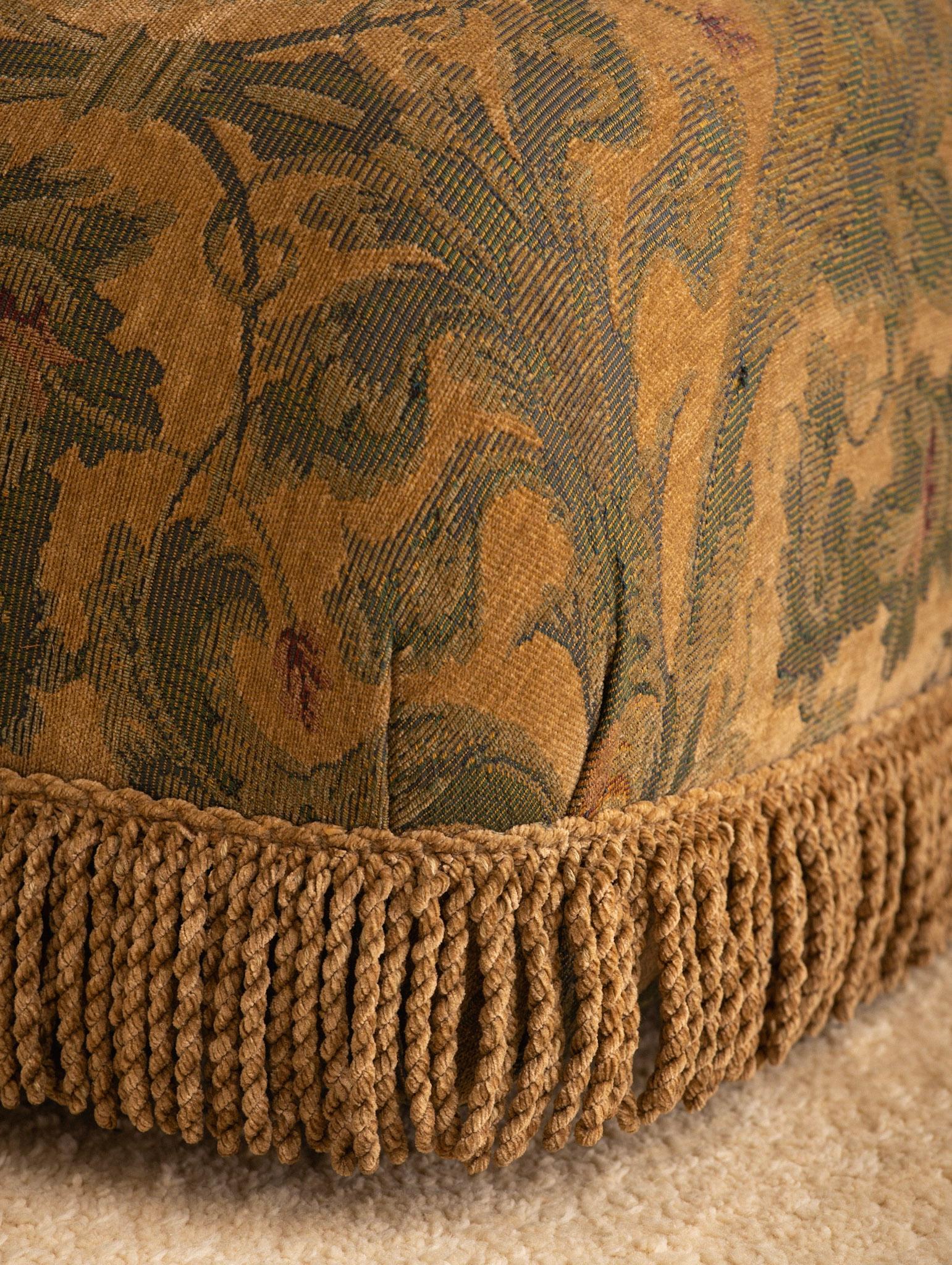 Post Modern Slipper Chair in Tapestry Print and Fringe Detail 3
