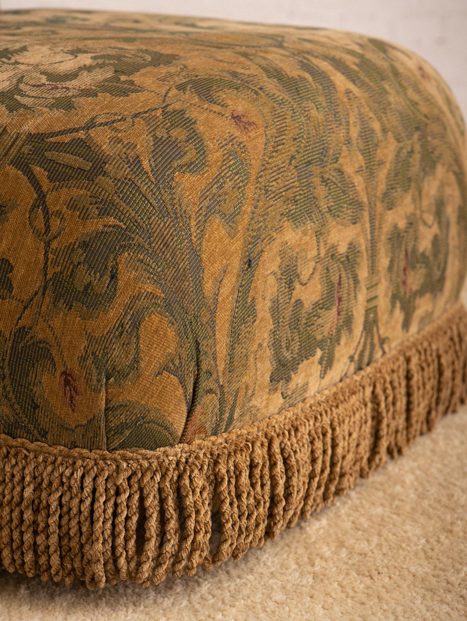 Post Modern Slipper Chair in Tapestry Print and Fringe Detail 2