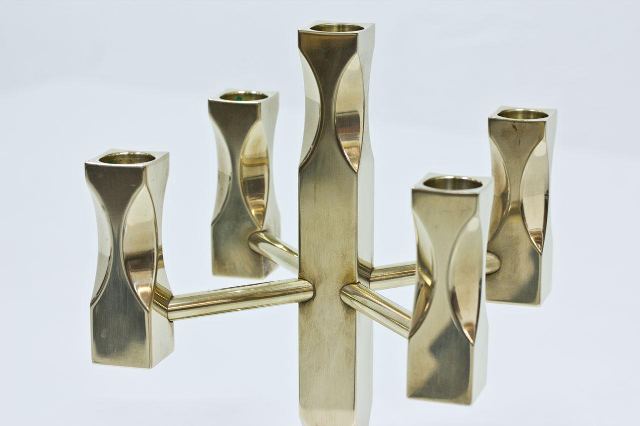 Post-Modern Post Modern Solid Brass Candelabra by Vallonmässing, Sweden, 1980s