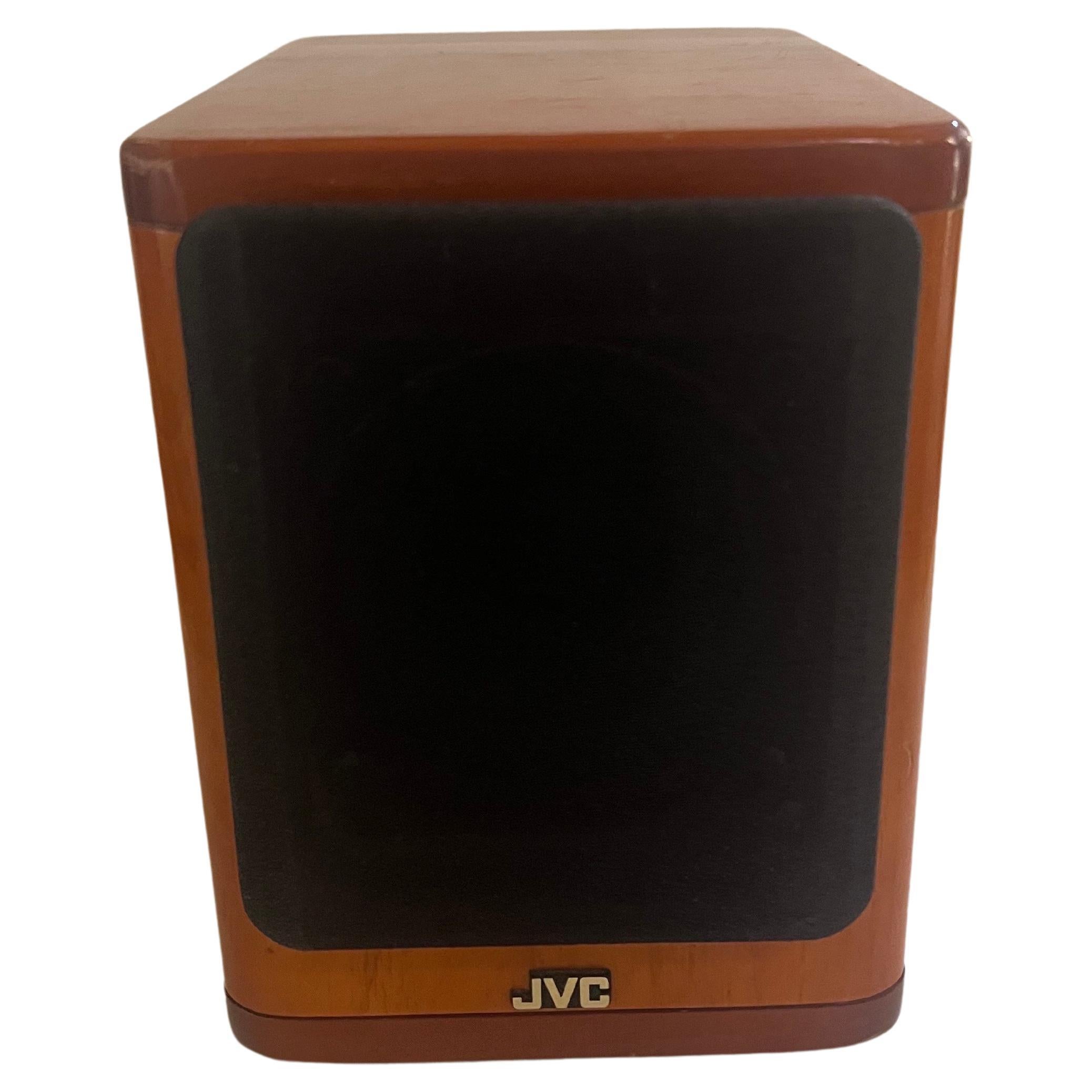 Japanese Pair of Post Modern Solid Cherry & Mahogany Small JVC Bookcase Speaker Japan