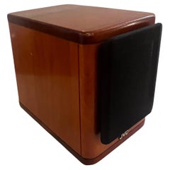 Pair of Post Modern Solid Cherry & Mahogany Small JVC Bookcase Speaker Japan