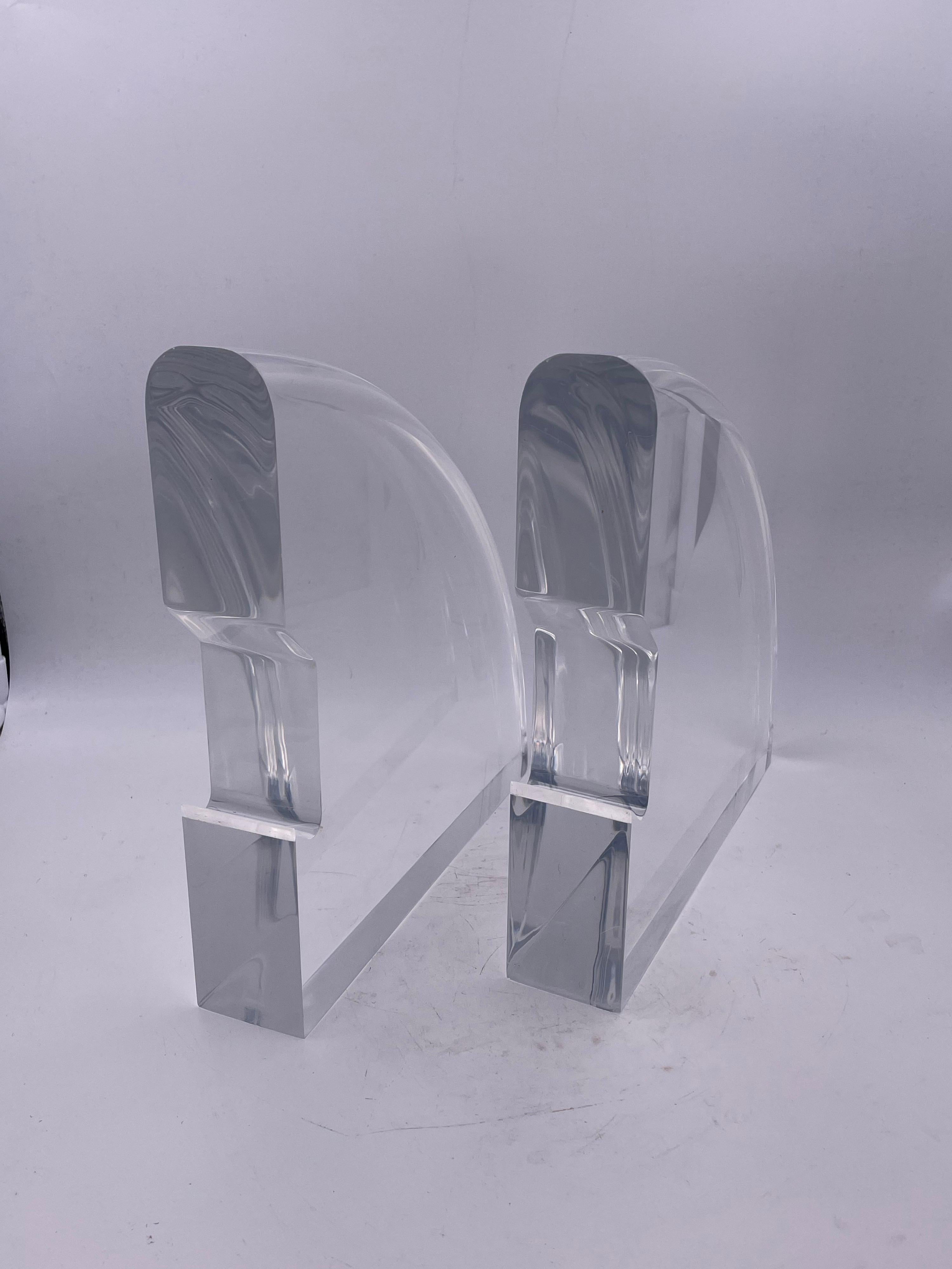 20th Century Post Modern Solid Lucite Majestic Bookends For Sale