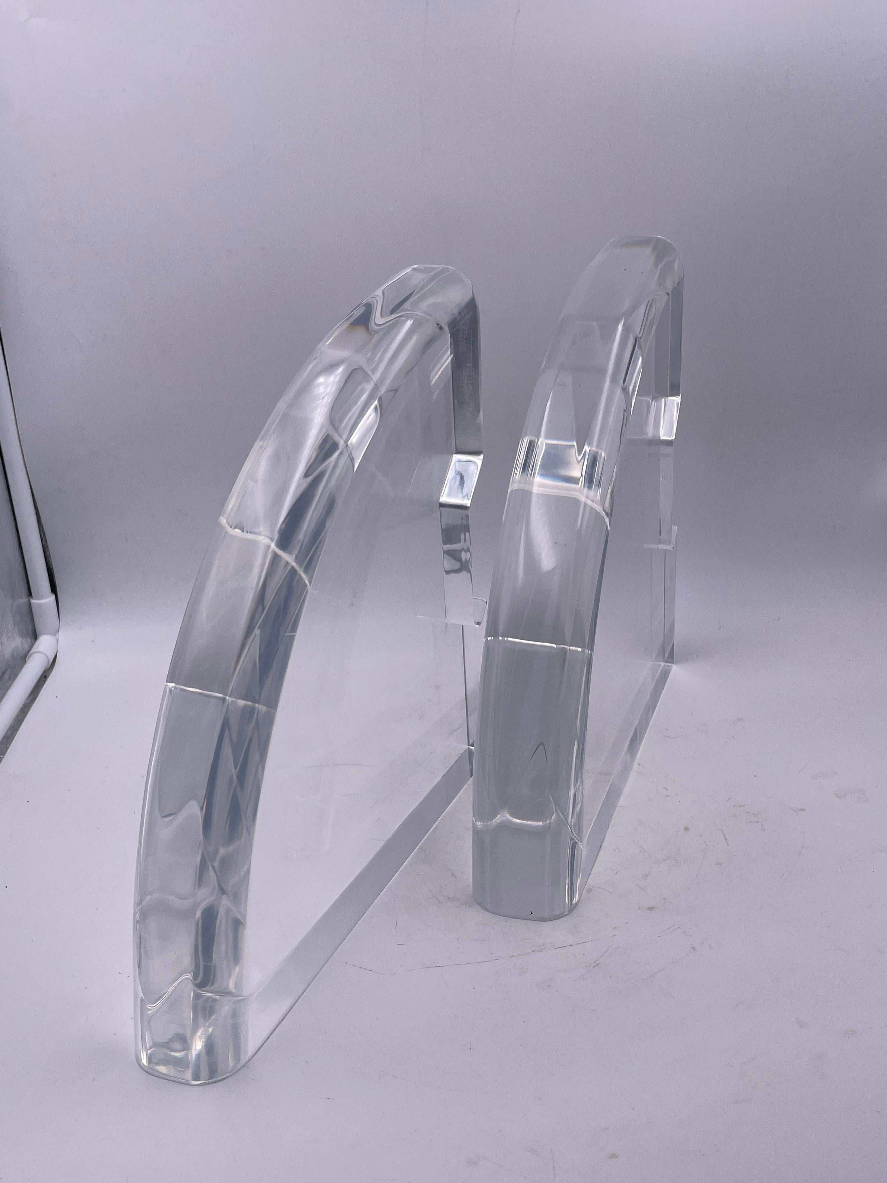 Post Modern Solid Lucite Majestic Bookends For Sale 1