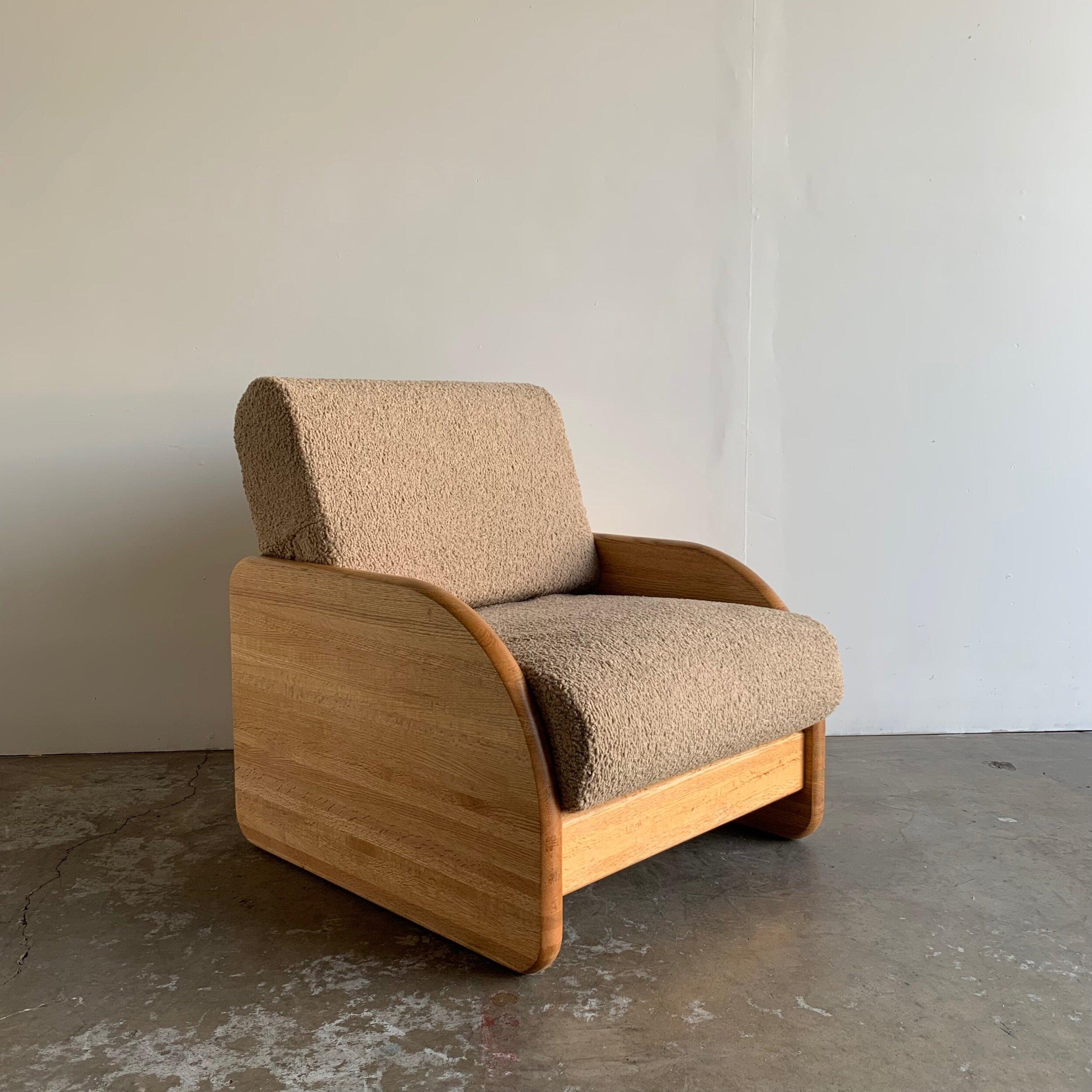 Post modern Solid oak lounge chair 10