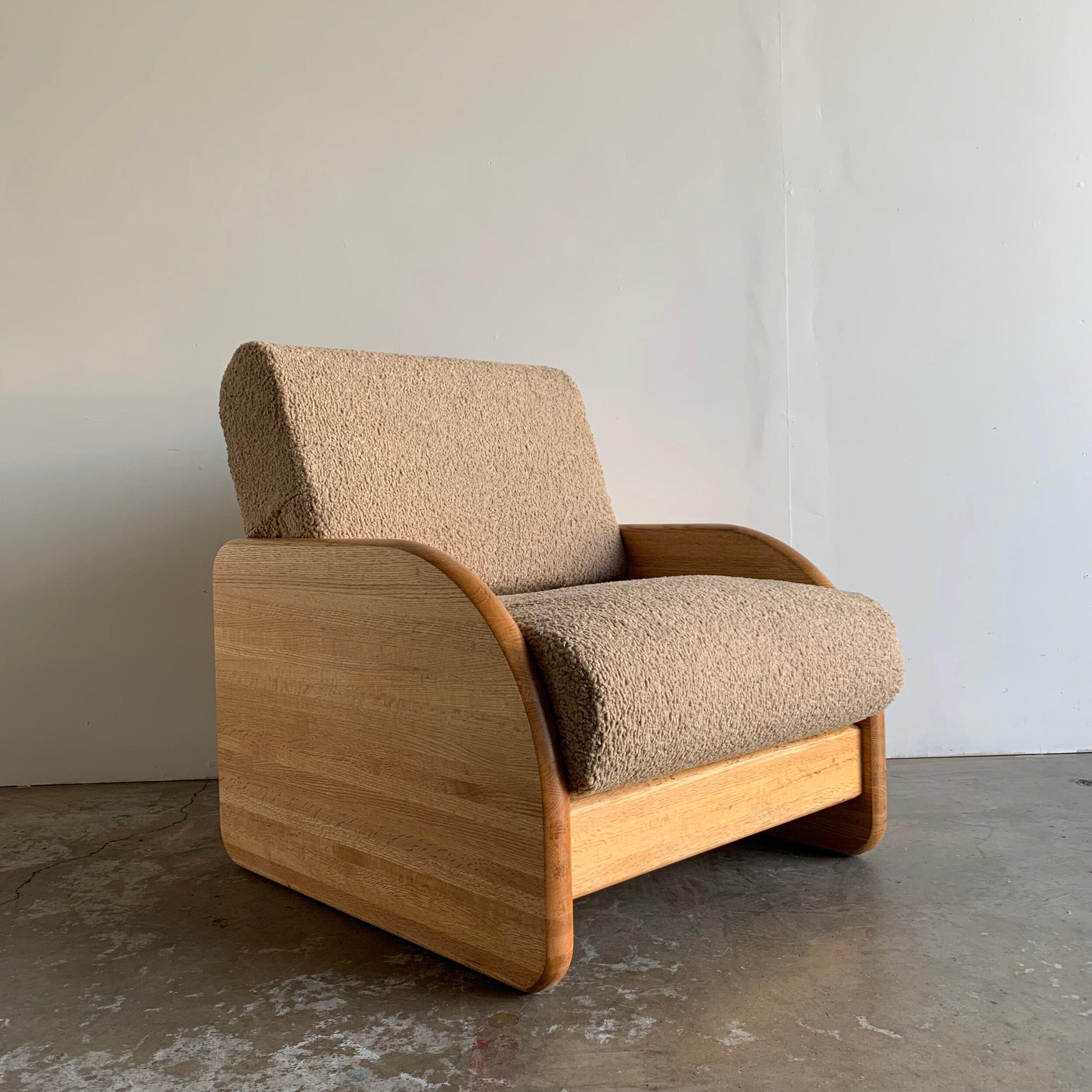 Oak Post modern Solid oak lounge chair