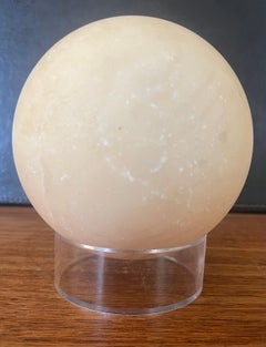 Post-Modern Solid Travertine Sphere on Lucite Base
