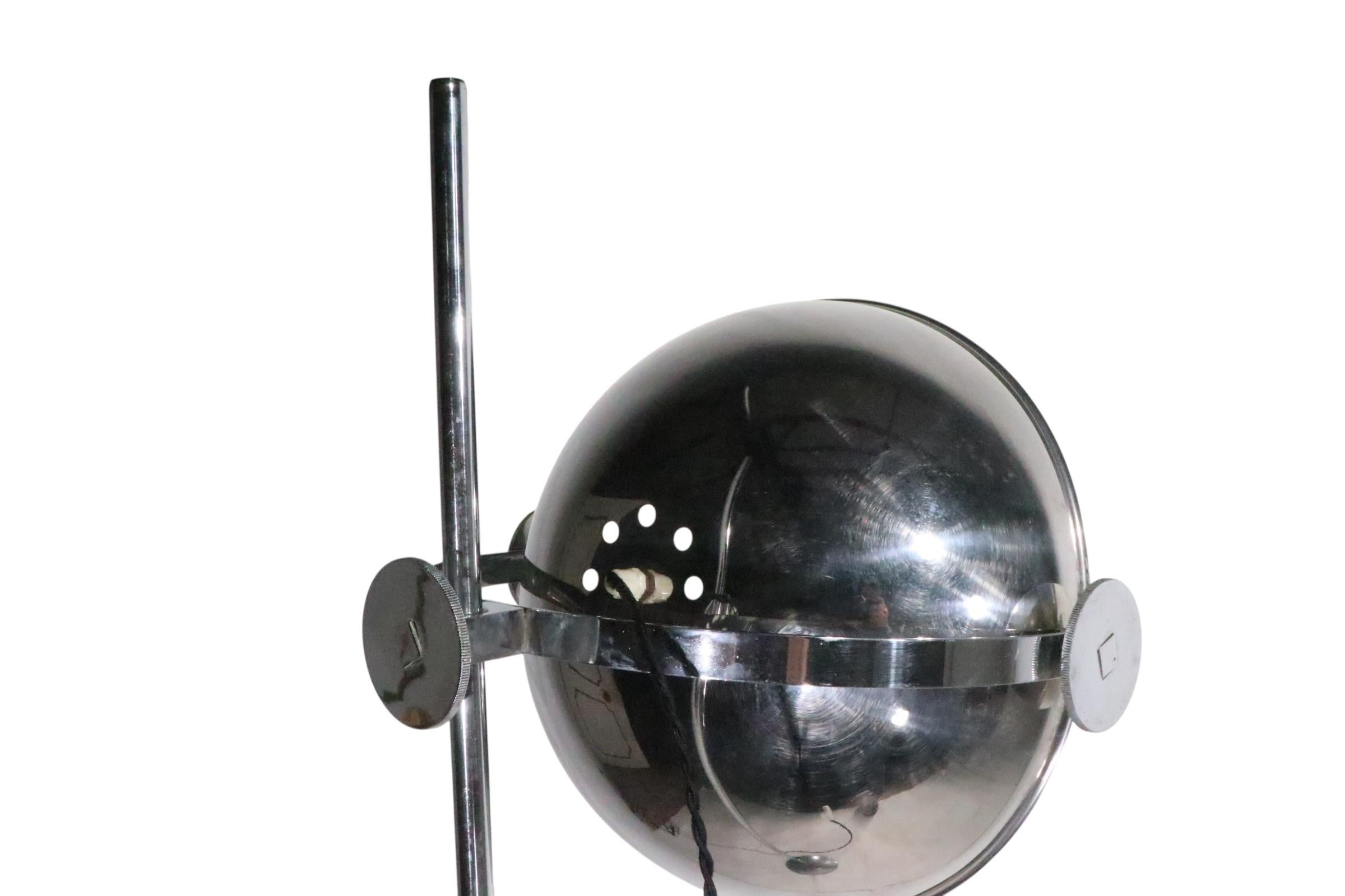 Post Modern Space Age Adjustable Chrome Floor Lamp c. 1960/70's For Sale 12