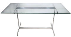 Post Modern Space Age Aluminum and Glass Dining Table att. to Paul Mayen