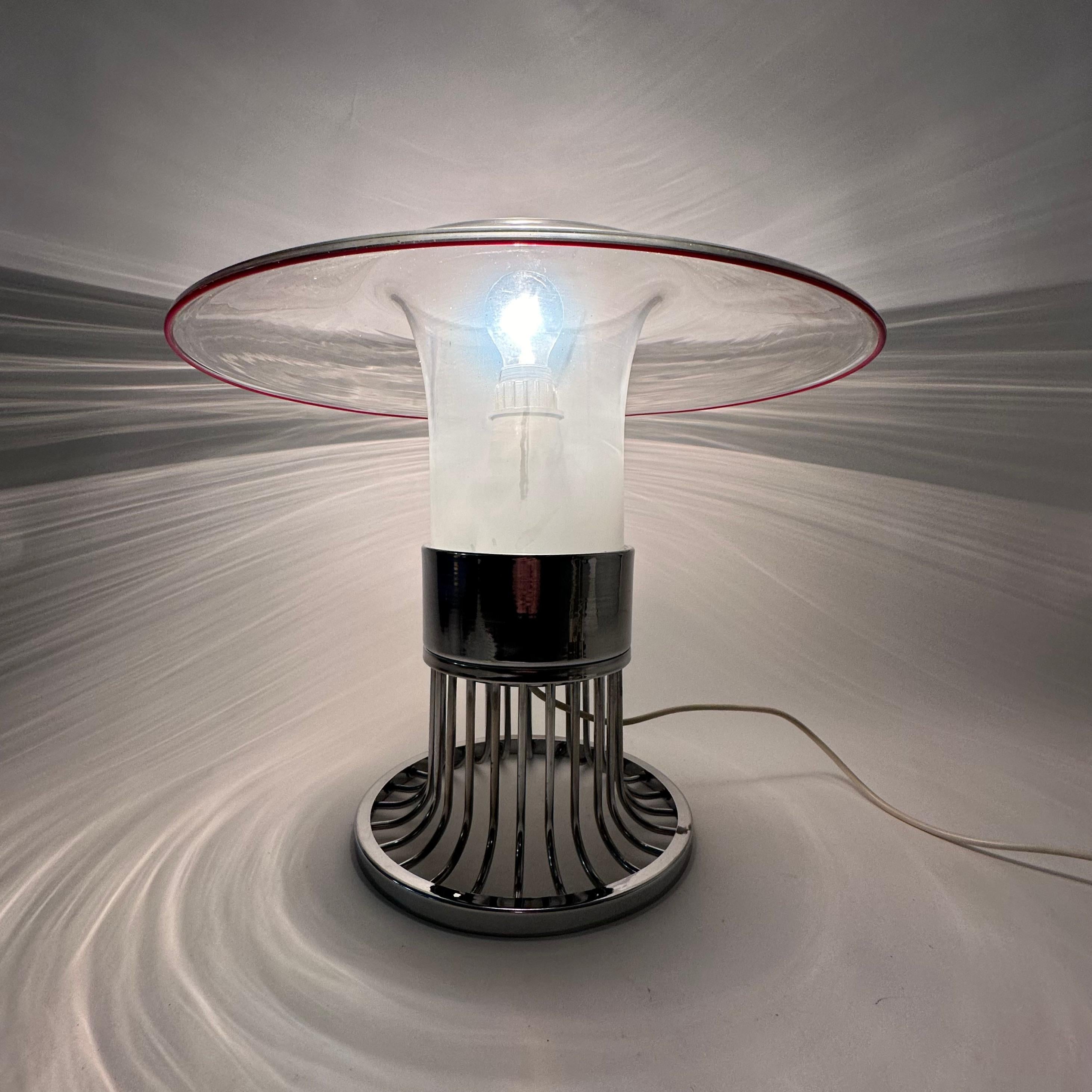 Post modern space age UFO glass table lamp , 1970s Italy For Sale 7