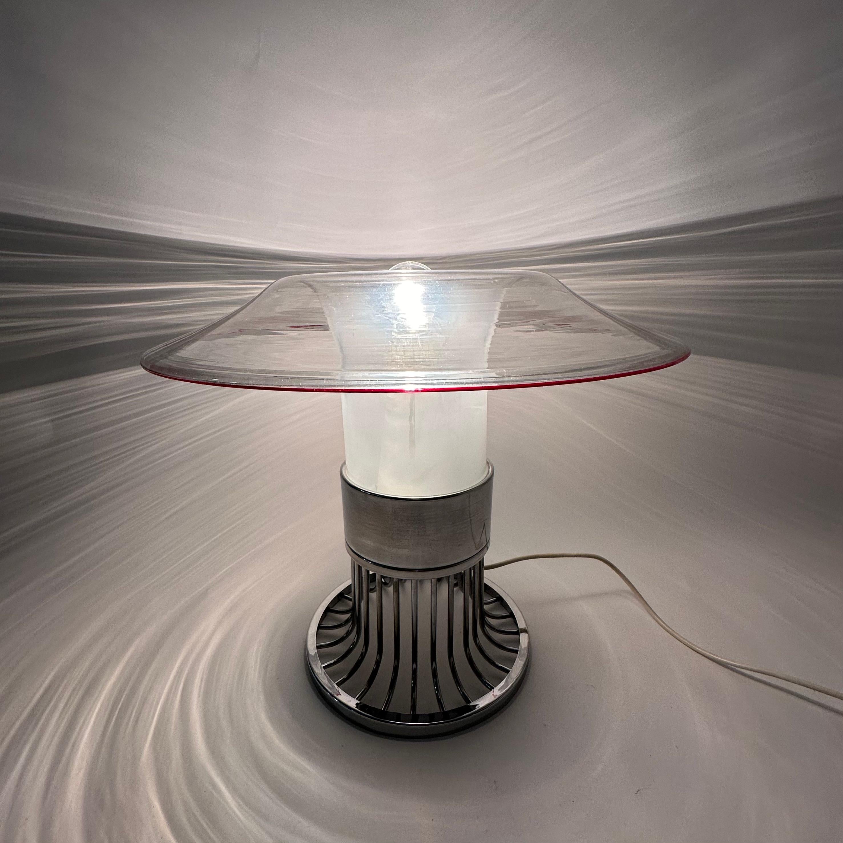 Lampe de table post-moderne en verre de l'ère spatiale UFO, années 1970, Italie en vente 8