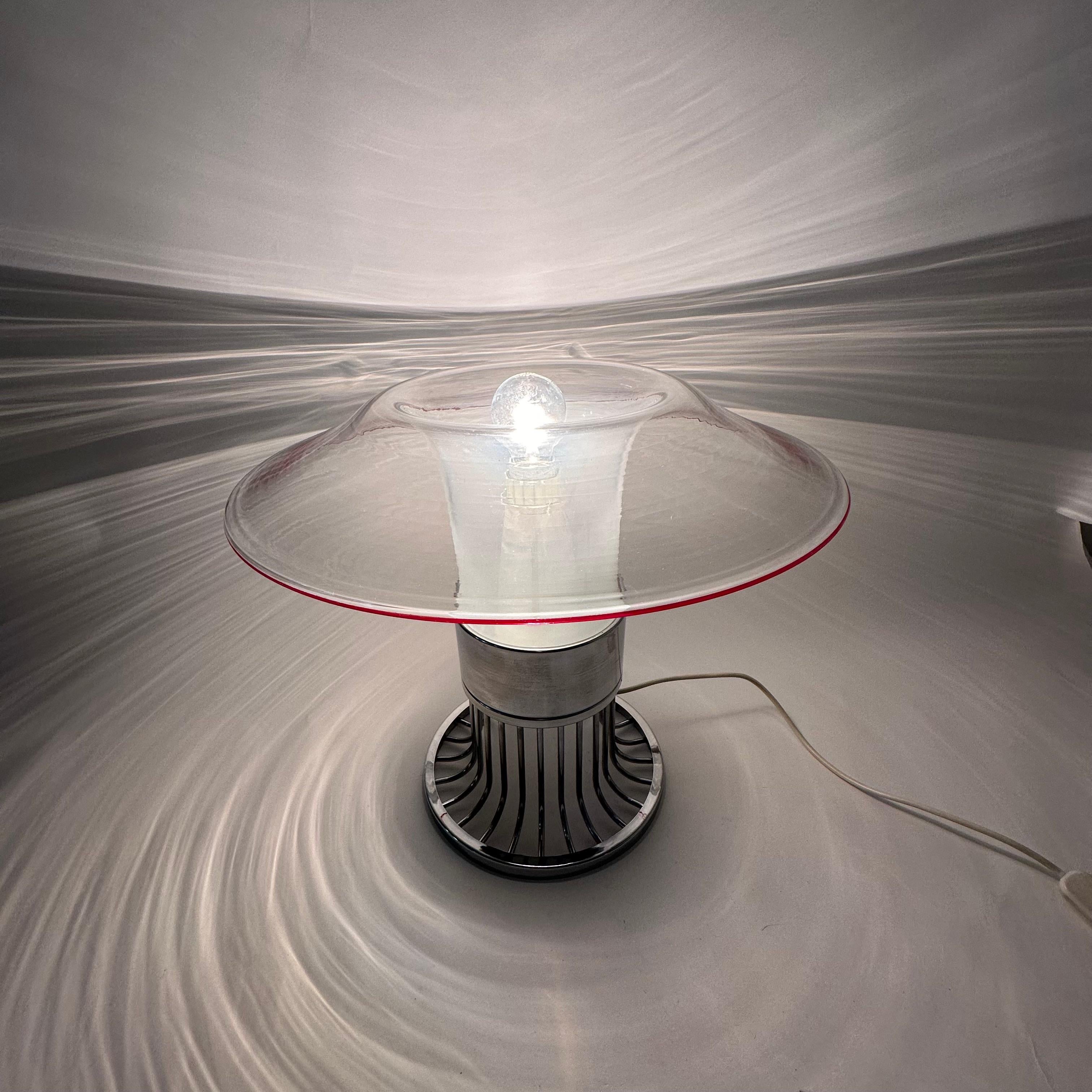 Lampe de table post-moderne en verre de l'ère spatiale UFO, années 1970, Italie en vente 9