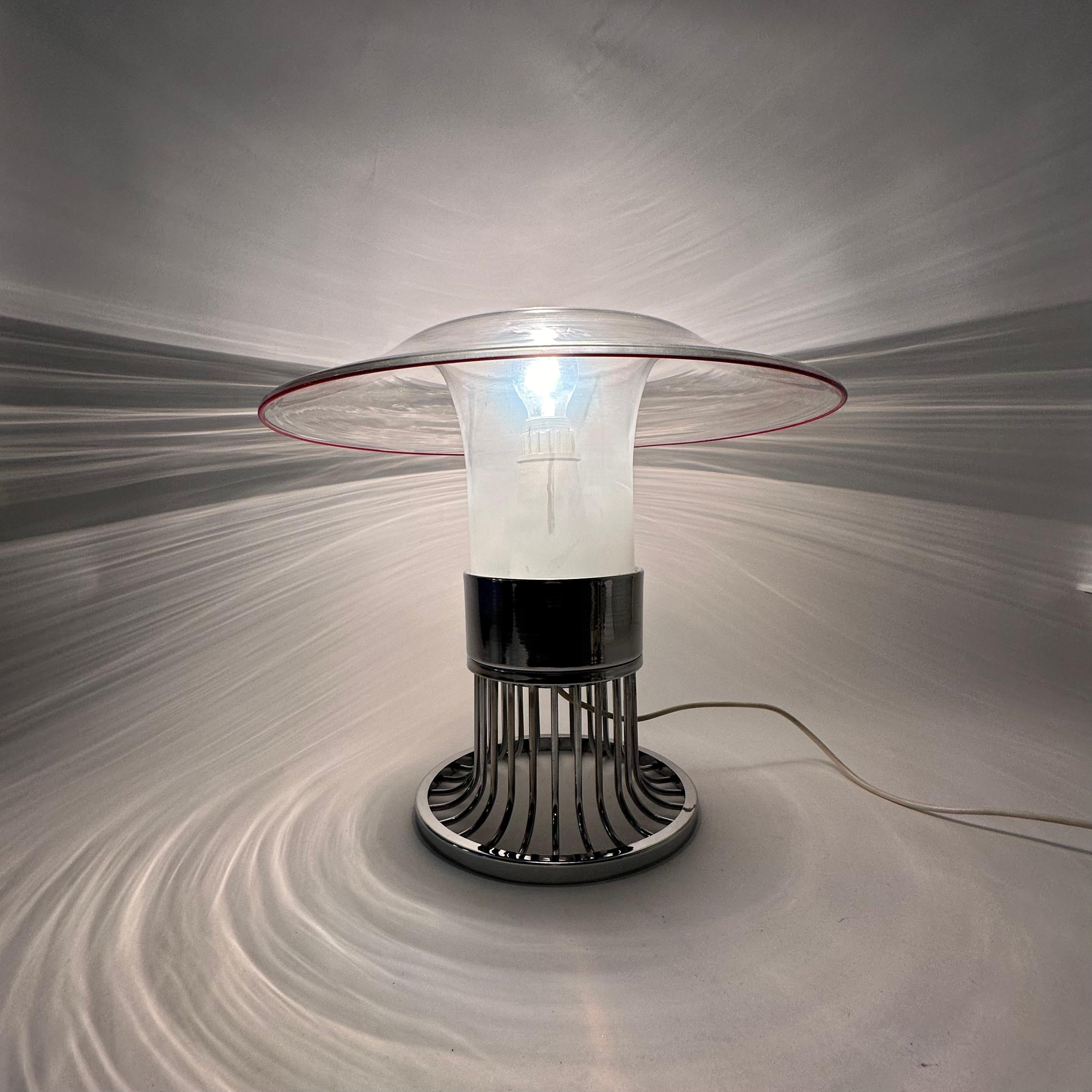 Lampe de table post-moderne en verre de l'ère spatiale UFO, années 1970, Italie en vente 11