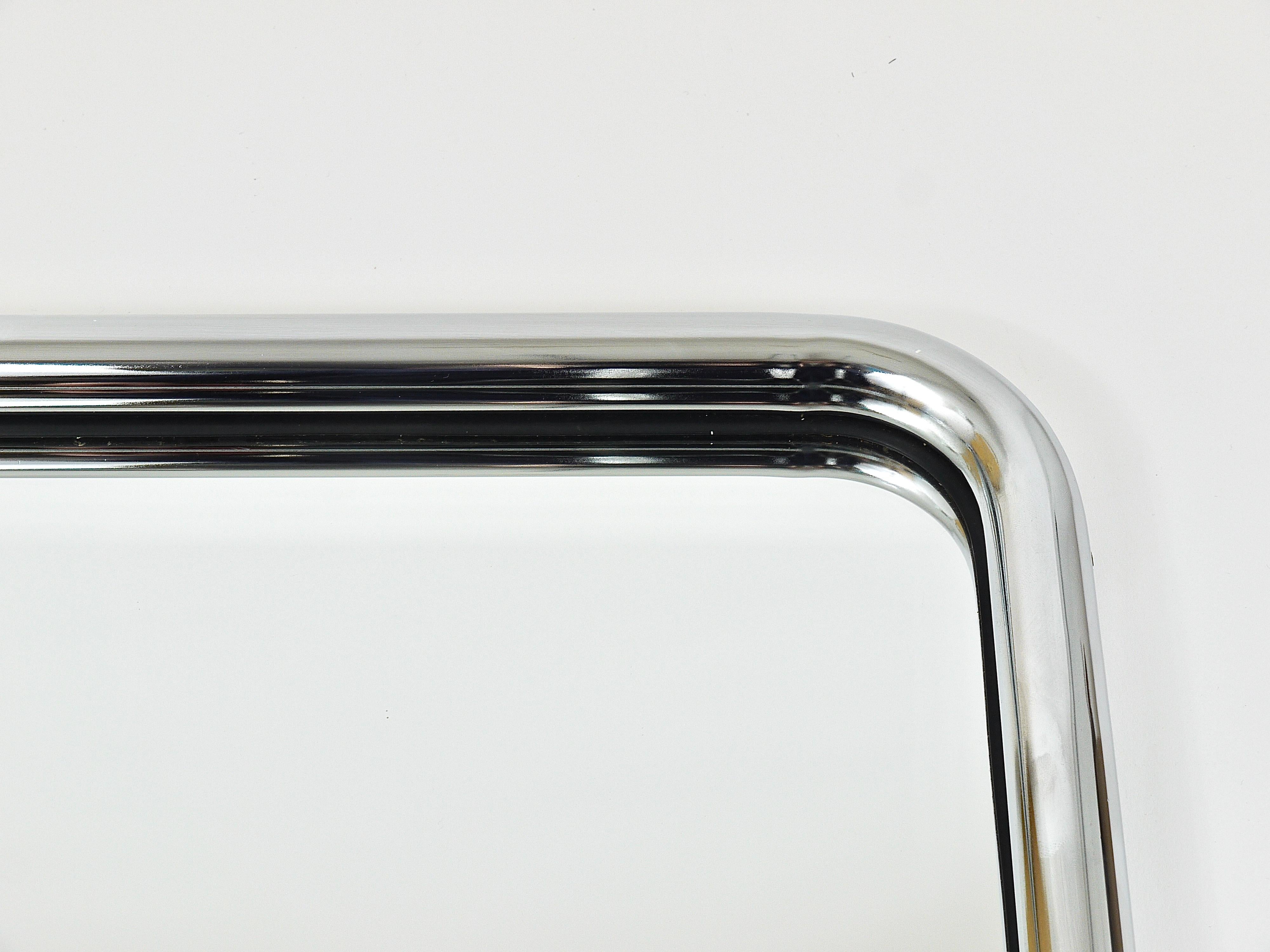Post-Modern Square Chromed Tubular Steel Wall Mirror from the 1970s 2