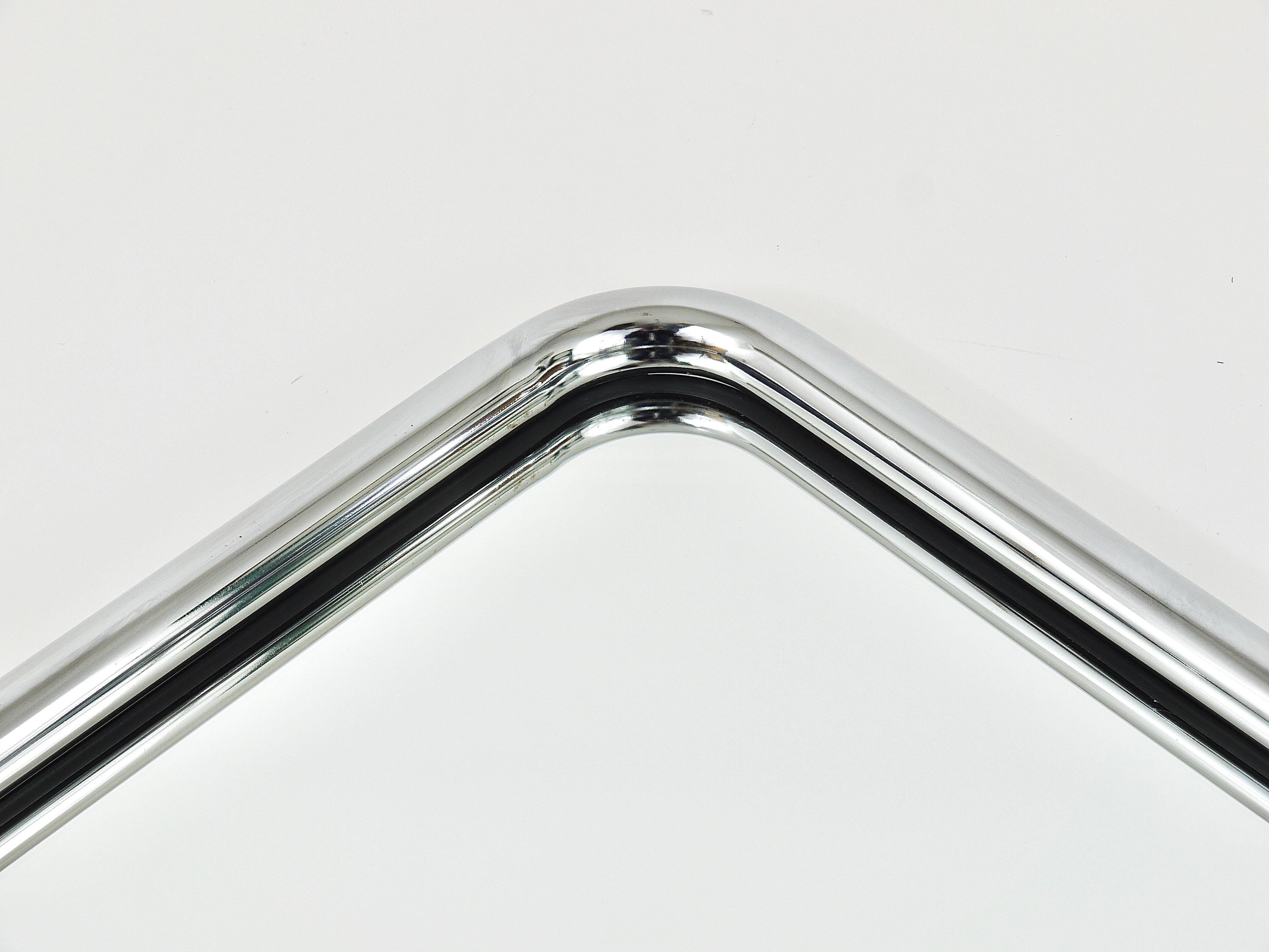 Post-Modern Square Chromed Tubular Steel Wall Mirror from the 1970s 3