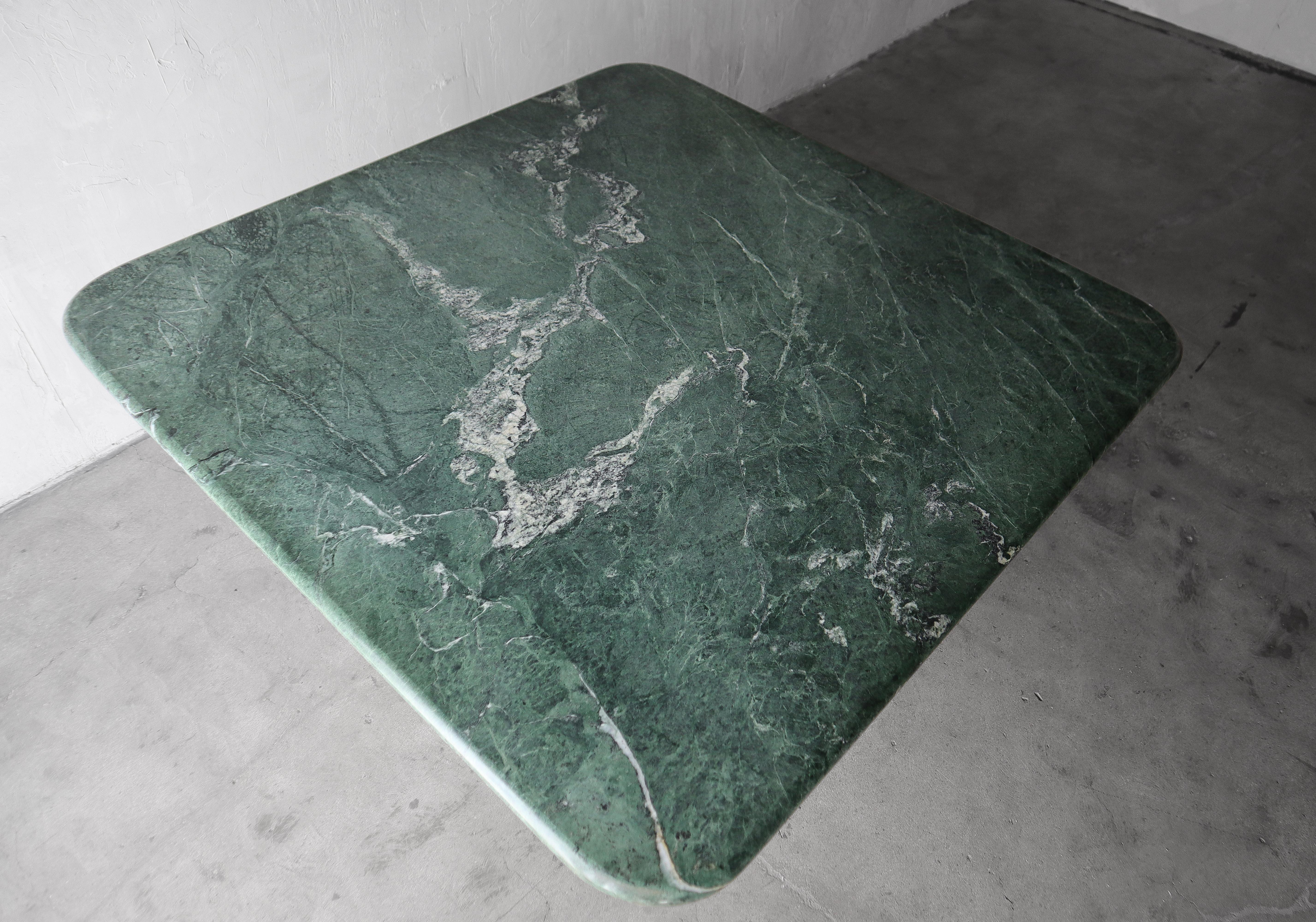 Post-Modern Post Modern Square Green Marble Dining Table For Sale