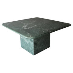 Vintage Post Modern Square Green Marble Dining Table