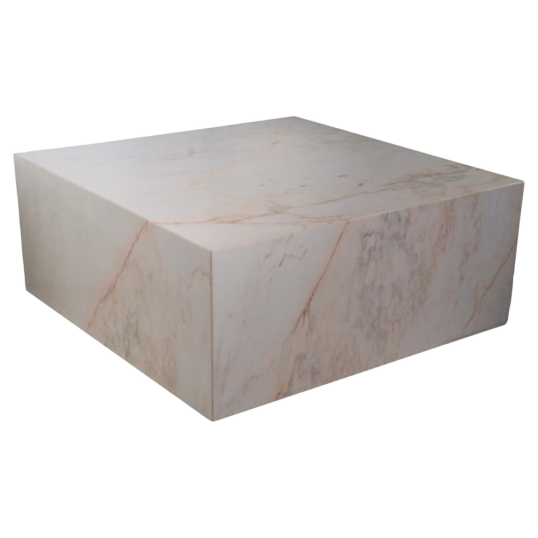 Post Modern Square Marble Coffee Tables, circa 1970s, Pair Available