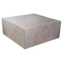 Retro Post Modern Square Marble Coffee Tables, circa 1970s, Pair Available