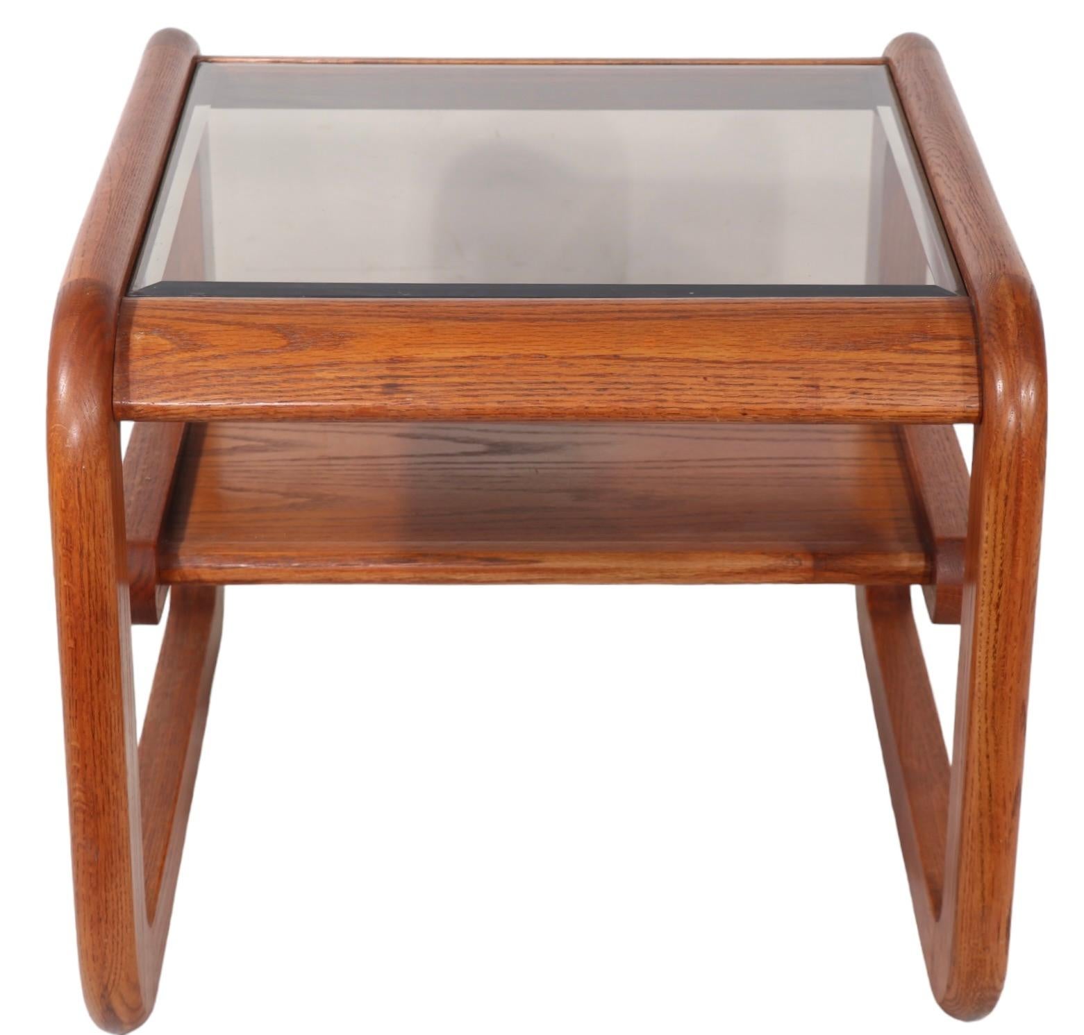 Glass Post Modern Square Mersman End Table designed by Lou Hodges for Mersman c. 1970s For Sale