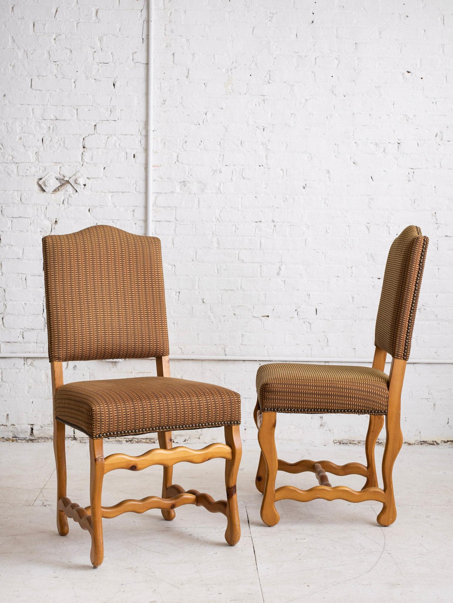 North American Post Modern 'Squiggle' Form Knotty Pine Dining Chairs - A Set of 4