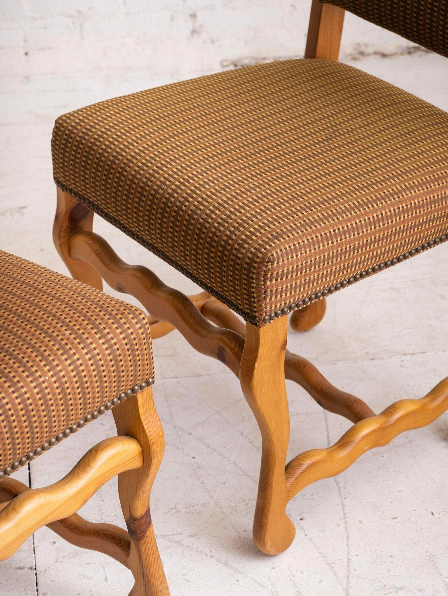 Tissu d'ameublement Chaises de salle à manger postmodernes en pin noueux de forme 