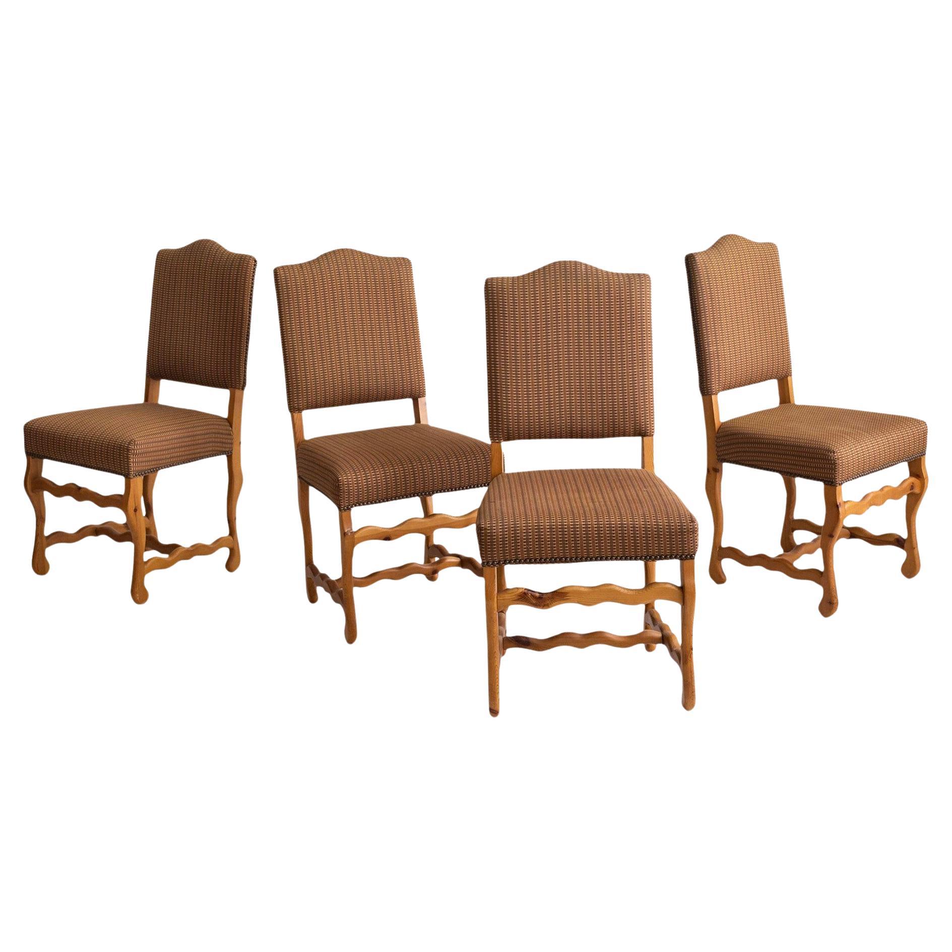 Chaises de salle à manger postmodernes en pin noueux de forme "Squiggle" - Un ensemble de 4 pièces