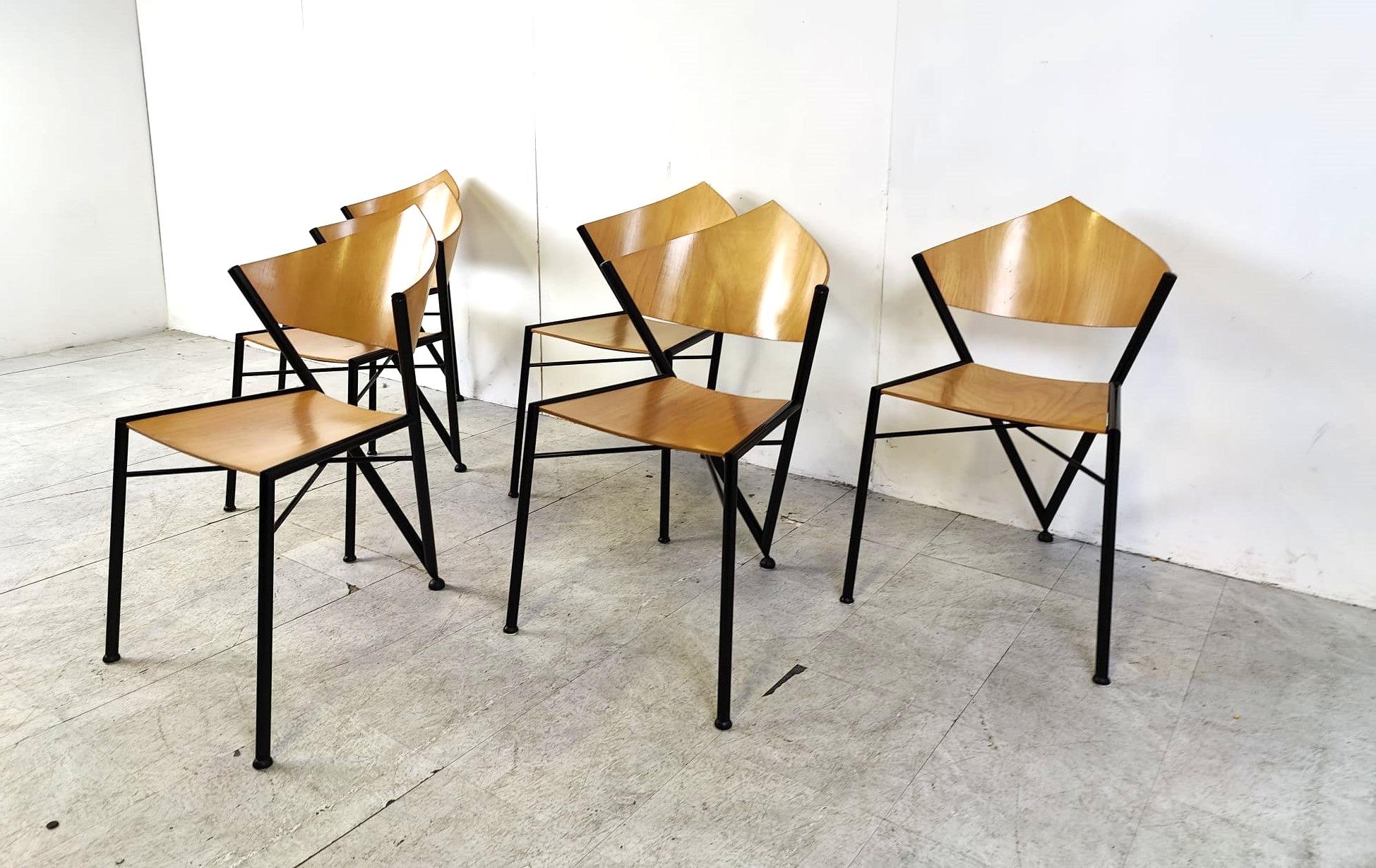 Post modern stackable dining chairs, 1980s For Sale 3