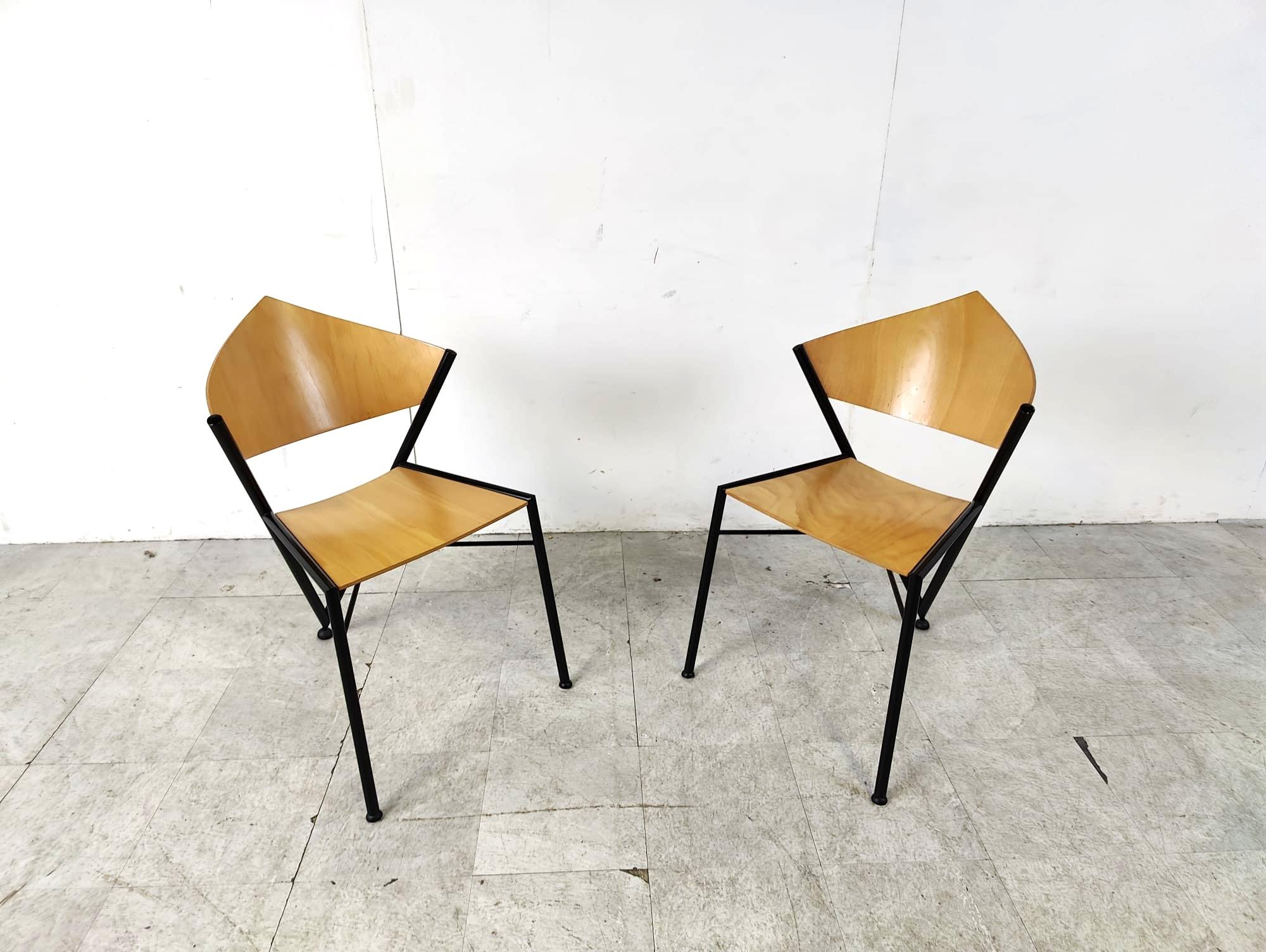 Post modern stackable dining chairs, 1980s For Sale 1