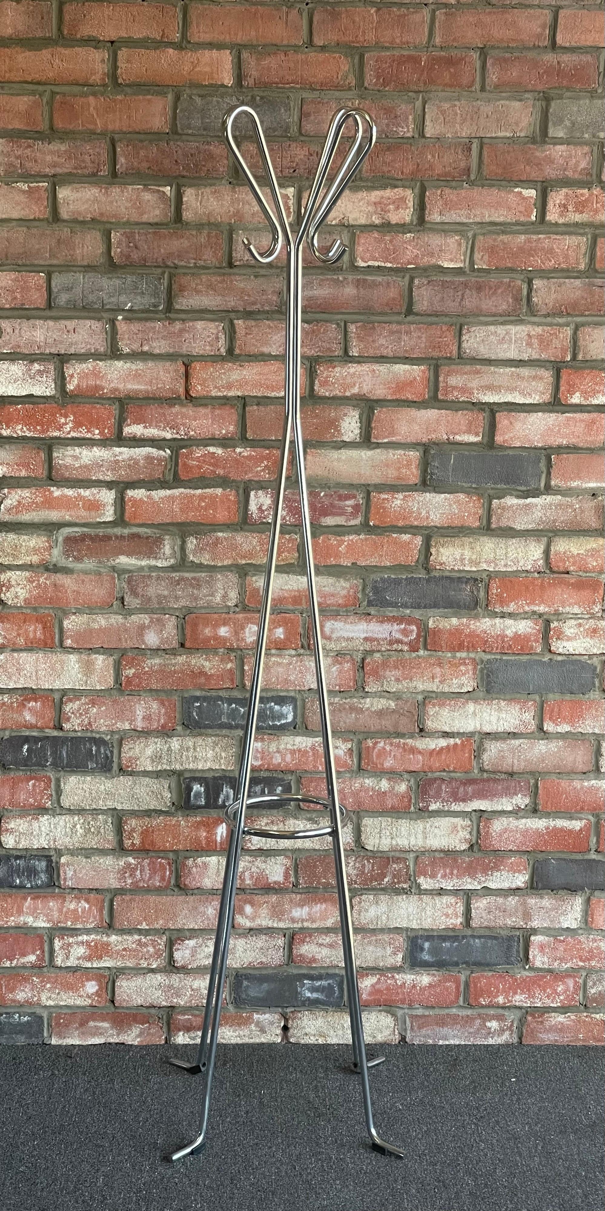 Post Modern Stainless Steel Coat Rack In Good Condition For Sale In San Diego, CA