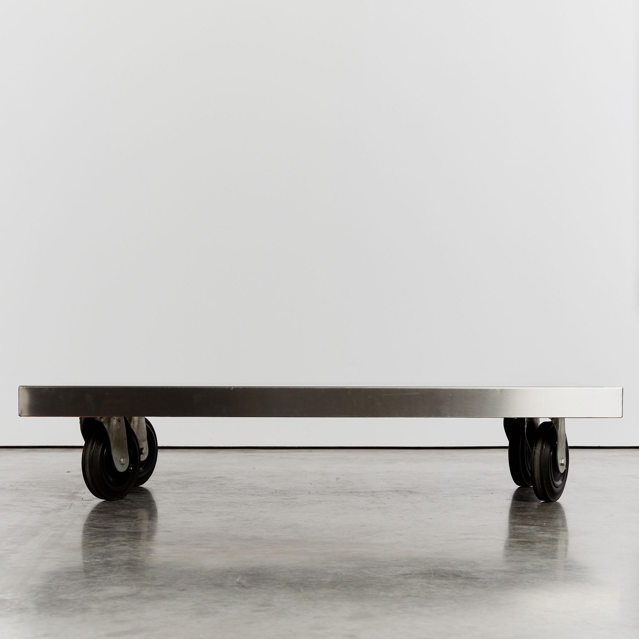 Post-modern stainless steel coffee table on castors For Sale 6
