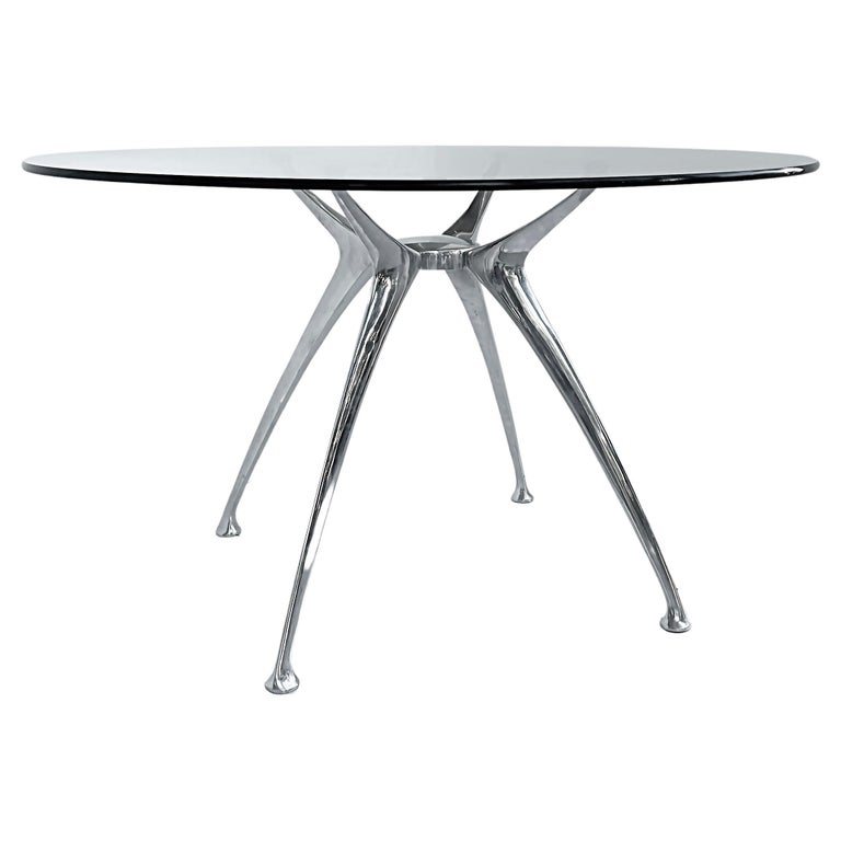 PostModern Stainless Steel, Glass Table, Philippe Starck Manner For